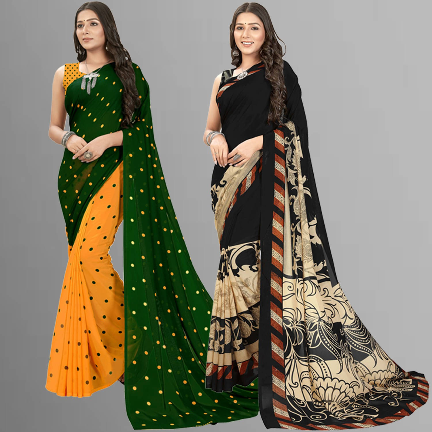 ANAND SAREES Georgette Printed Regular Saree With Unstitched Blouse Piece ( Multicolor ) ANAND SAREES Georgette Printed Regular Saree With Unstitched Blouse Piece ( Multicolor )