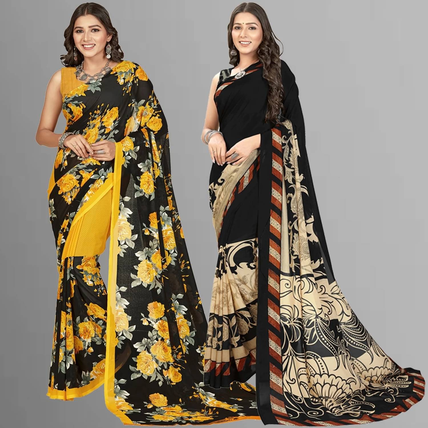 ANAND SAREES Georgette Printed Regular Saree With Unstitched Blouse Piece ( Multicolor ) ANAND SAREES Georgette Printed Regular Saree With Unstitched Blouse Piece ( Multicolor )