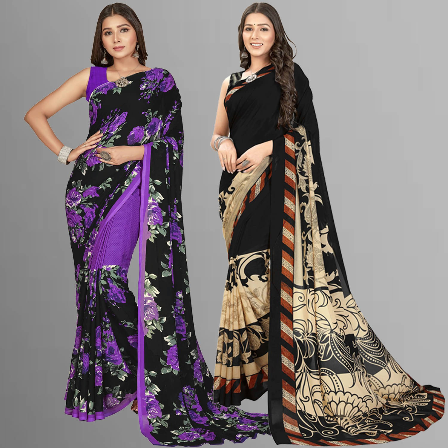 ANAND SAREES Georgette Printed Regular Saree With Unstitched Blouse Piece ( Multicolor ) ANAND SAREES Georgette Printed Regular Saree With Unstitched Blouse Piece ( Multicolor )