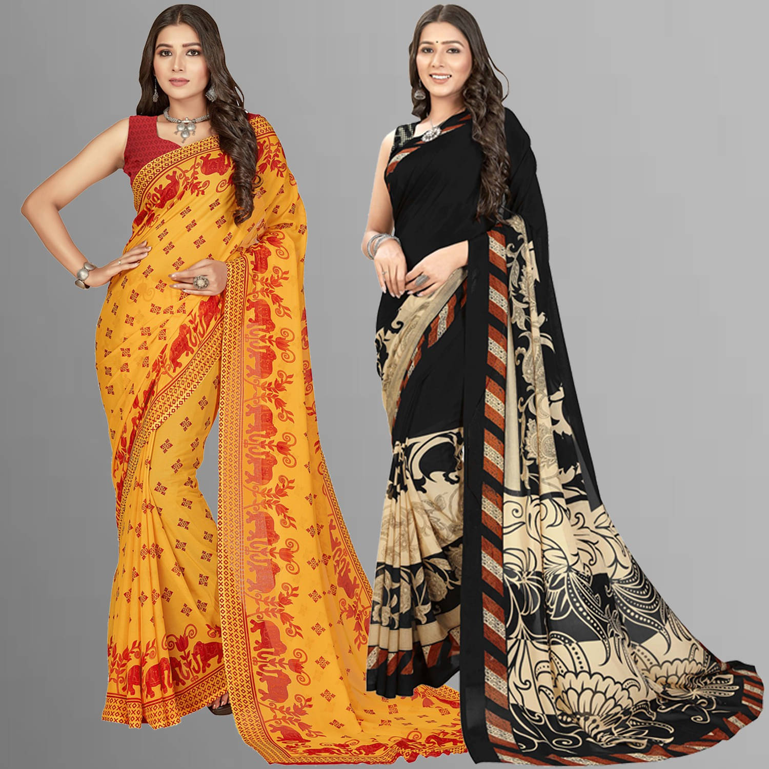 ANAND SAREES Georgette Printed Regular Saree With Unstitched Blouse Piece ( Multicolor ) ANAND SAREES Georgette Printed Regular Saree With Unstitched Blouse Piece ( Multicolor )