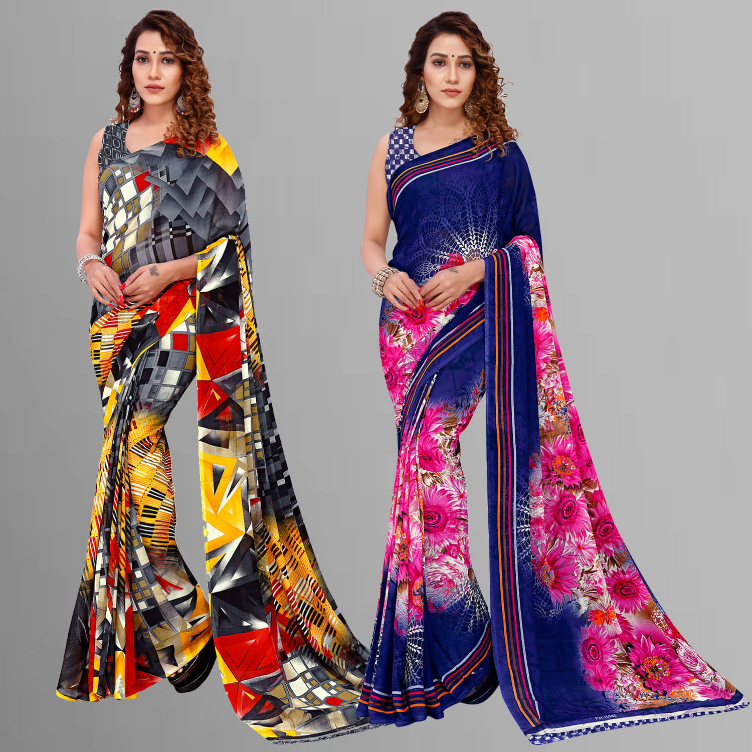     			ANAND SAREES Georgette Printed Regular Saree With Unstitched Blouse Piece ( Multicolor )