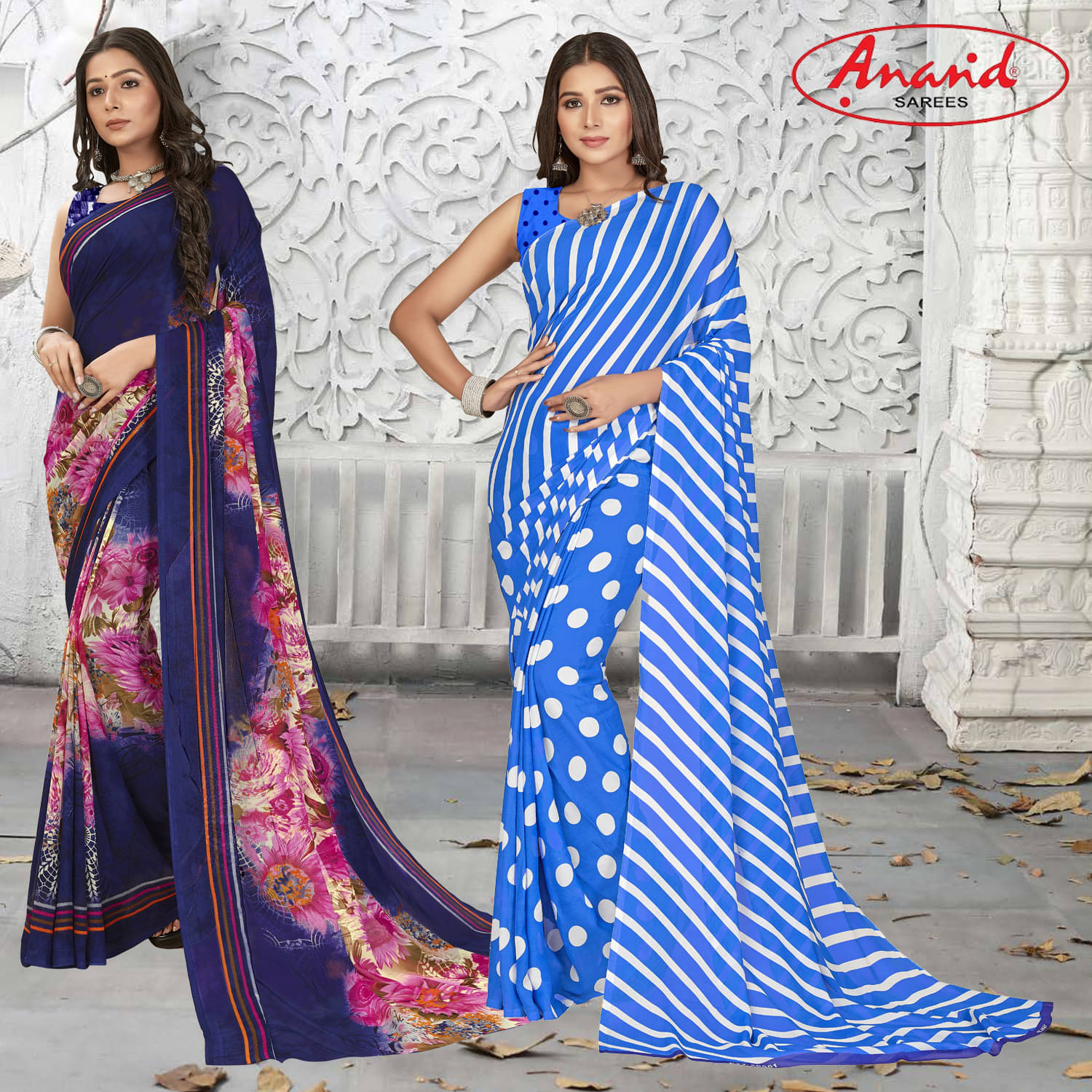     			ANAND SAREES Georgette Printed Regular Saree With Unstitched Blouse Piece ( Multicolor )