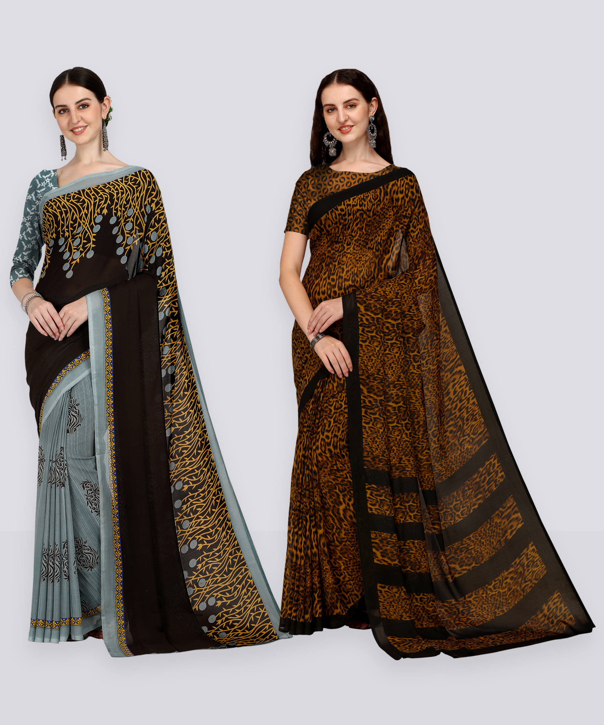 ANAND SAREES Georgette Printed Regular Saree With Unstitched Blouse Piece ( Black ) ANAND SAREES Georgette Printed Regular Saree With Unstitched Blouse Piece ( Black )