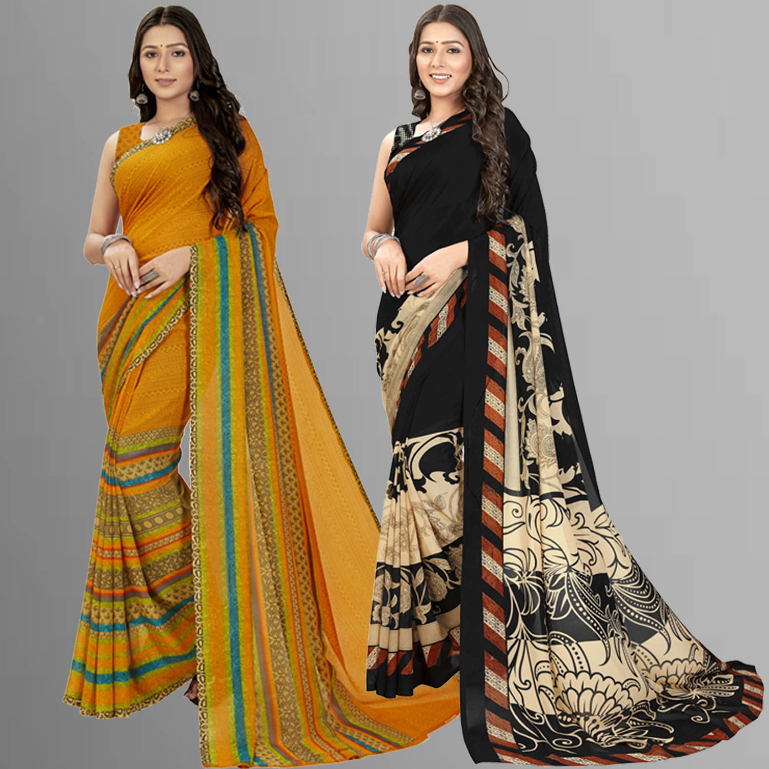 ANAND SAREES Georgette Printed Regular Saree With Unstitched Blouse Piece ( Multicolor ) ANAND SAREES Georgette Printed Regular Saree With Unstitched Blouse Piece ( Multicolor )