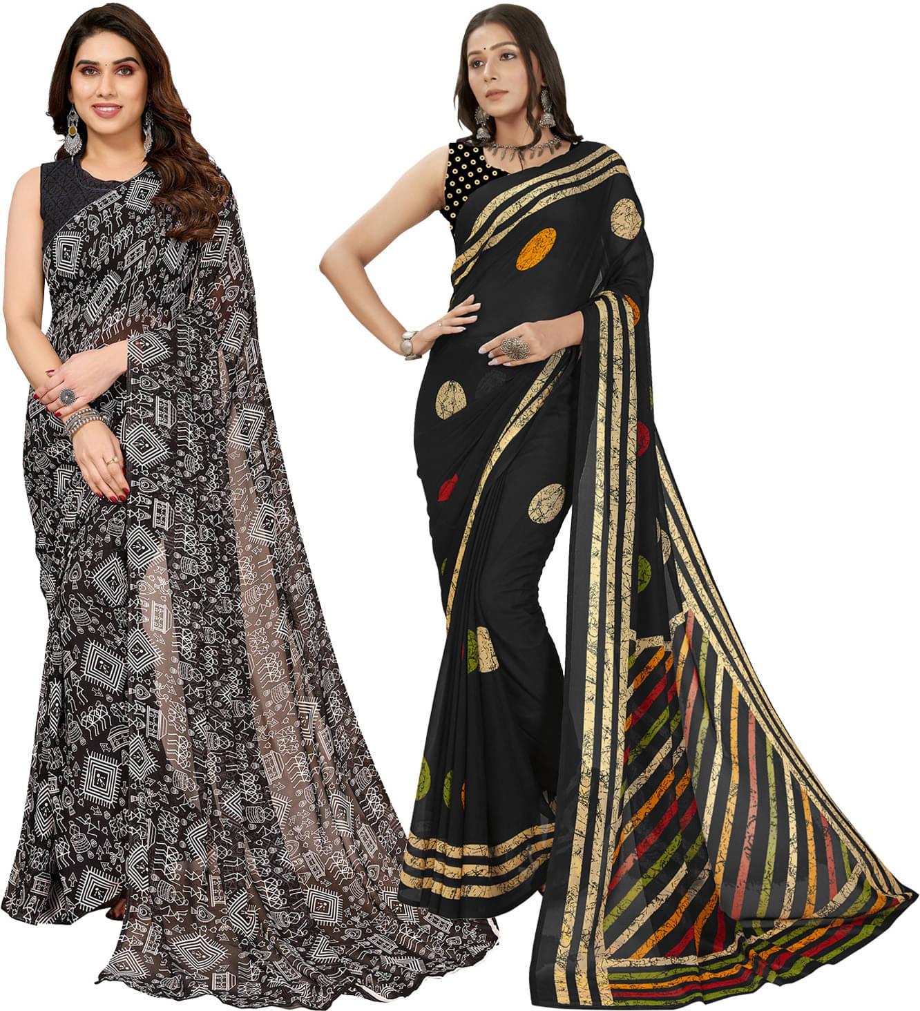     			ANAND SAREES Georgette Printed Regular Saree With Unstitched Blouse Piece ( Black )