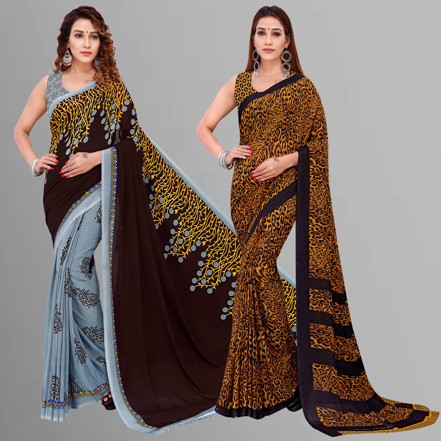 ANAND SAREES Georgette Printed Regular Saree With Unstitched Blouse Piece ( Black ) ANAND SAREES Georgette Printed Regular Saree With Unstitched Blouse Piece ( Black )