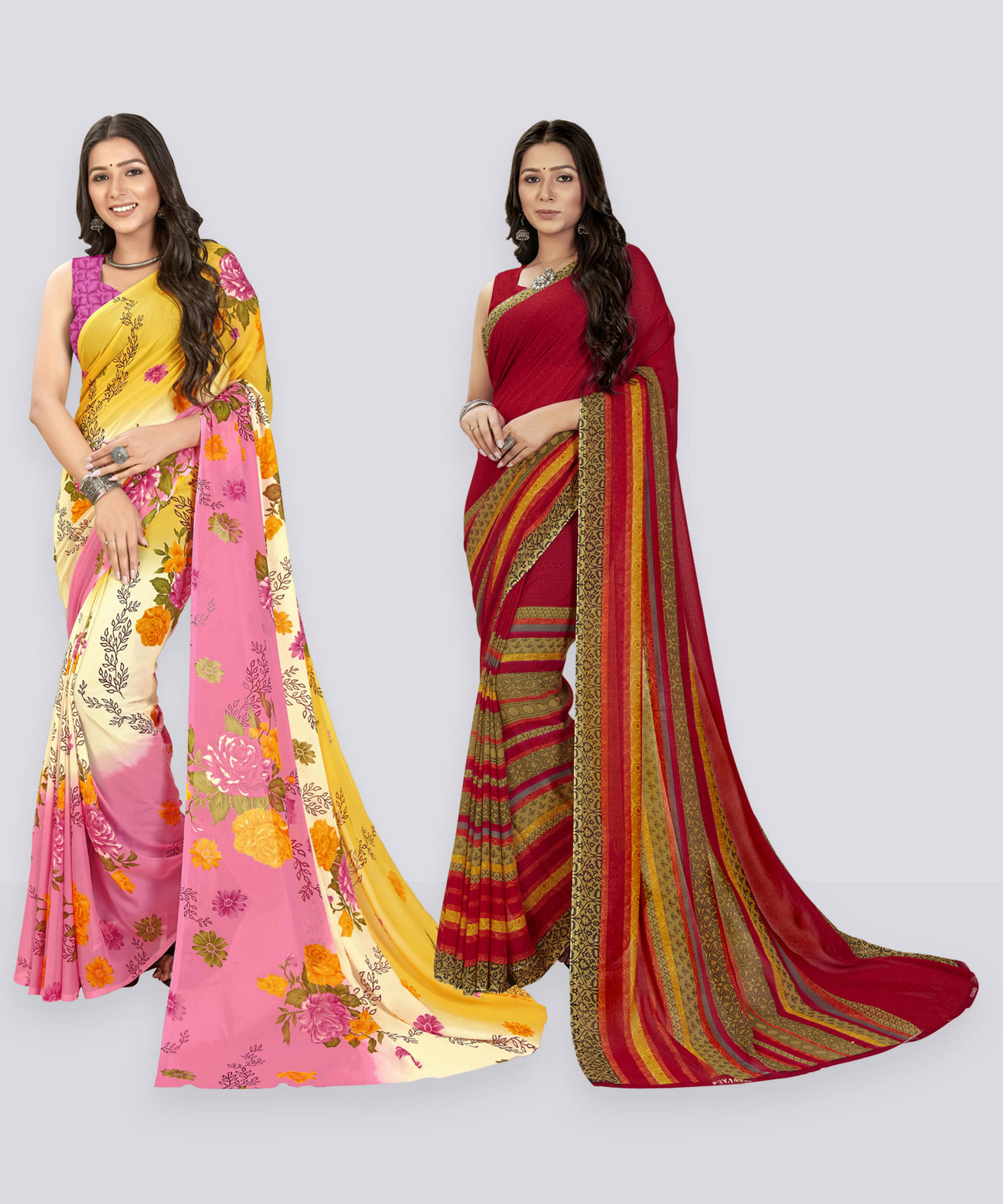     			ANAND SAREES Georgette Printed Regular Saree With Unstitched Blouse Piece ( Red )