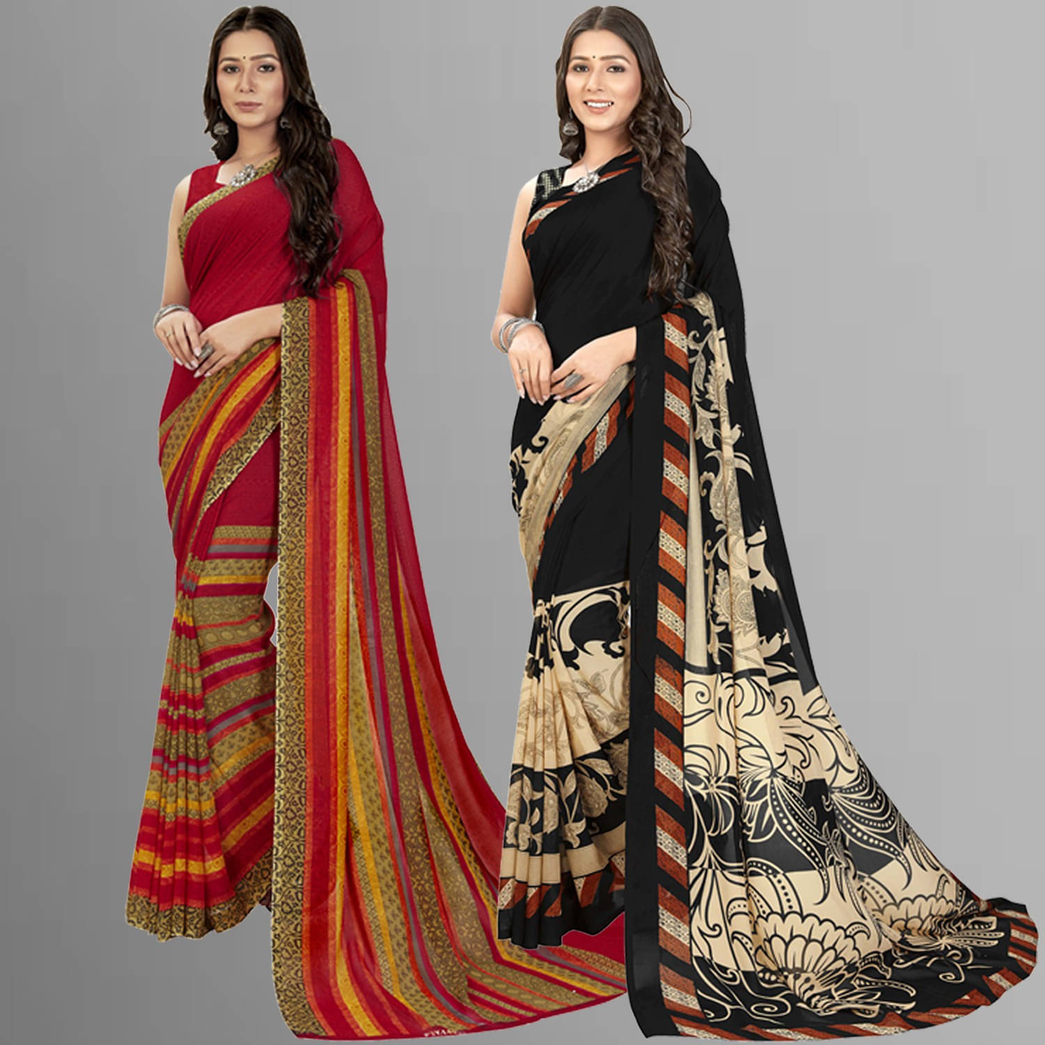 ANAND SAREES Georgette Printed Regular Saree With Unstitched Blouse Piece ( Multicolor ) ANAND SAREES Georgette Printed Regular Saree With Unstitched Blouse Piece ( Multicolor )