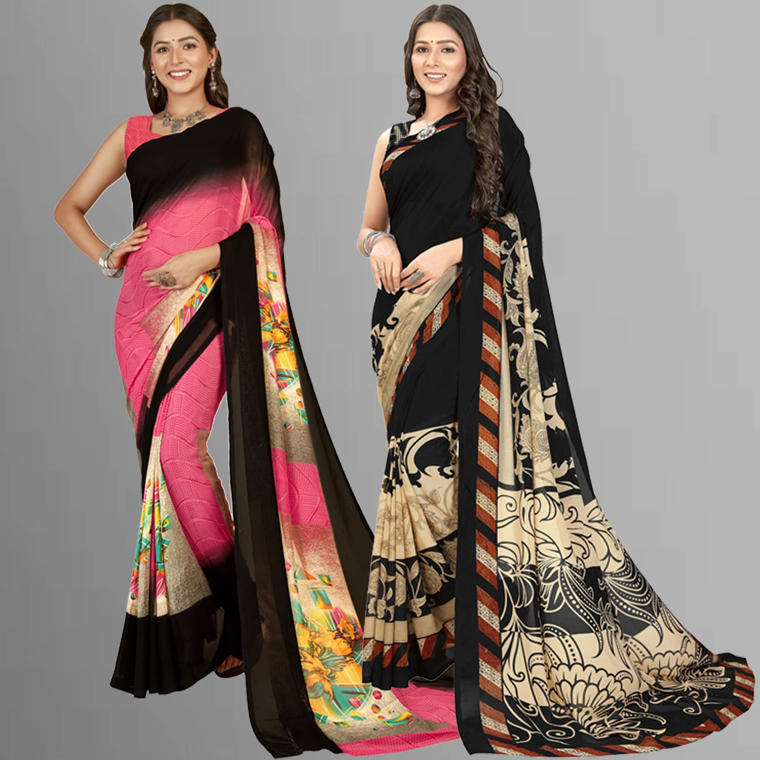 ANAND SAREES Georgette Printed Regular Saree With Unstitched Blouse Piece ( Multicolor ) ANAND SAREES Georgette Printed Regular Saree With Unstitched Blouse Piece ( Multicolor )