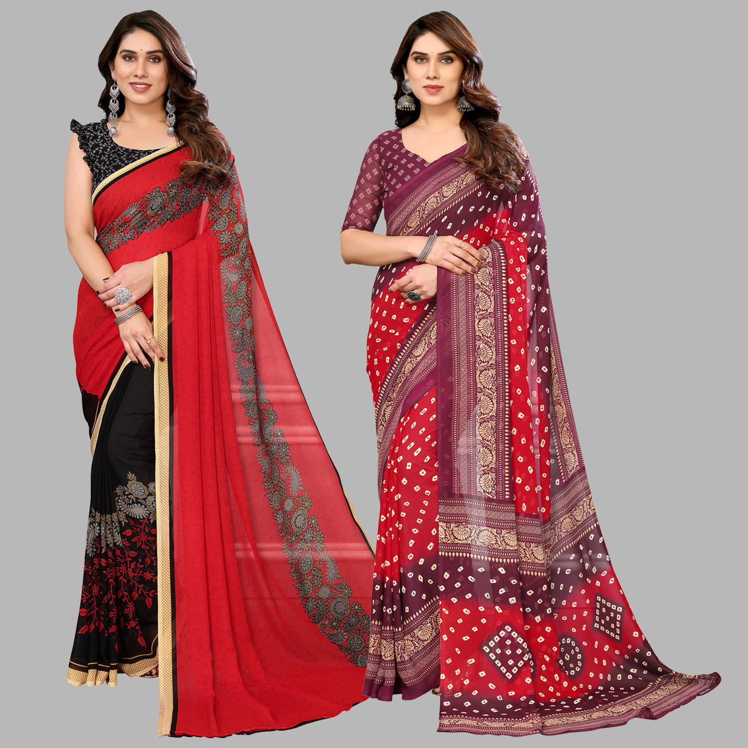     			ANAND SAREES Georgette Printed Regular Saree With Unstitched Blouse Piece ( Maroon )