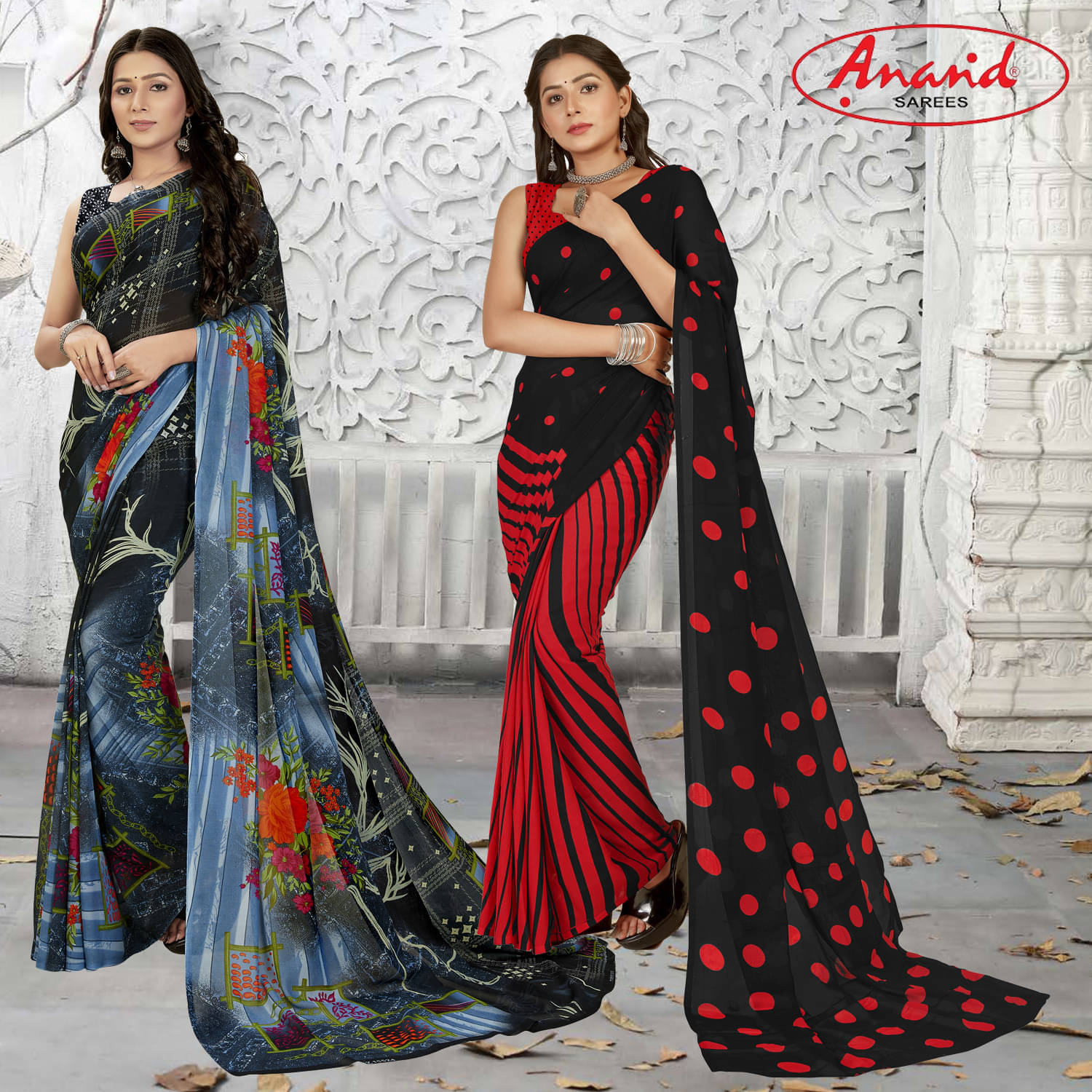 ANAND SAREES Georgette Self Design Regular Saree With Unstitched Blouse Piece ( Multicolor ) ANAND SAREES Georgette Self Design Regular Saree With Unstitched Blouse Piece ( Multicolor )