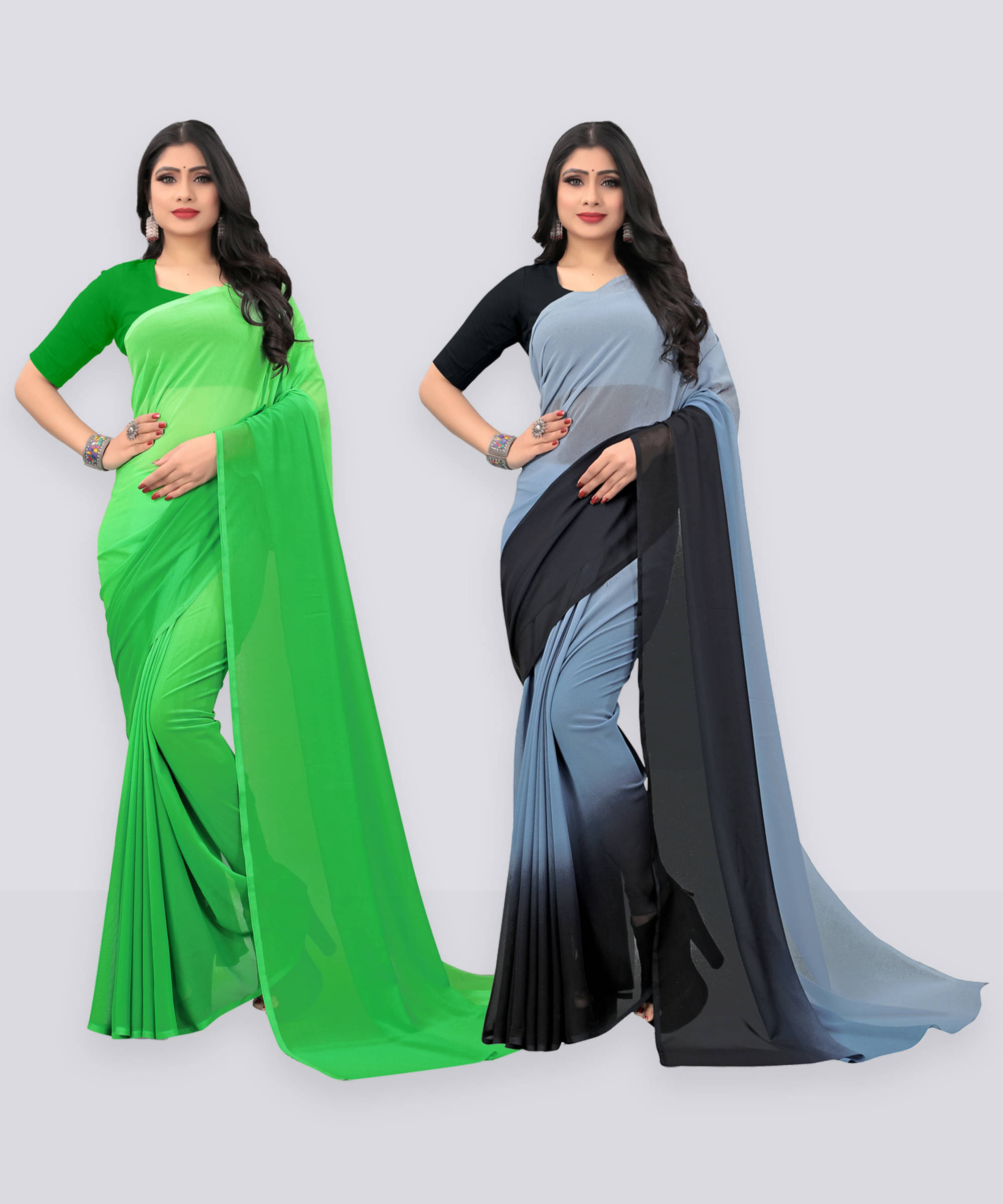     			ANAND SAREES Georgette Self Design Regular Saree With Unstitched Blouse Piece ( Multicolor )