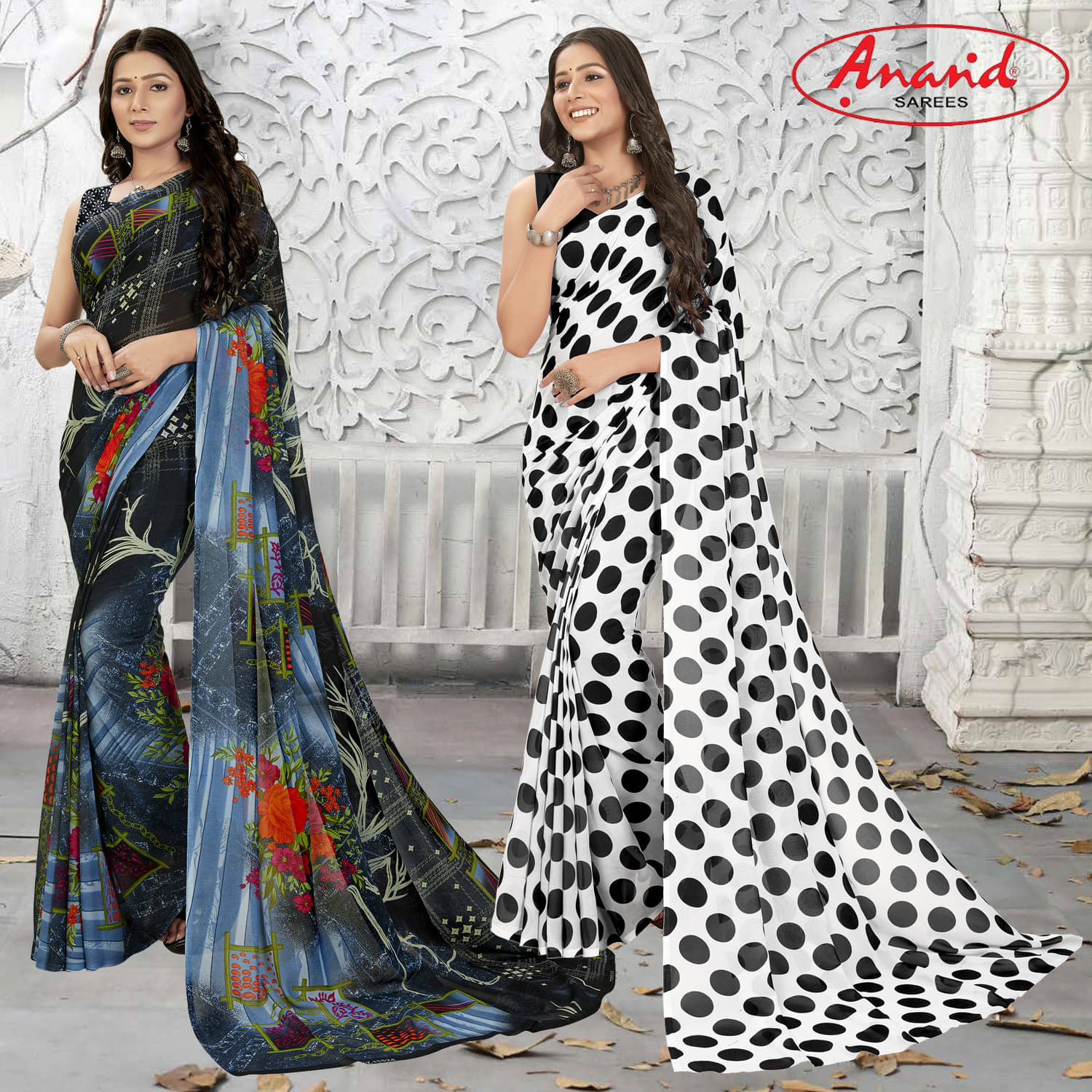 ANAND SAREES Georgette Self Design Regular Saree With Unstitched Blouse Piece ( Multicolor ) ANAND SAREES Georgette Self Design Regular Saree With Unstitched Blouse Piece ( Multicolor )