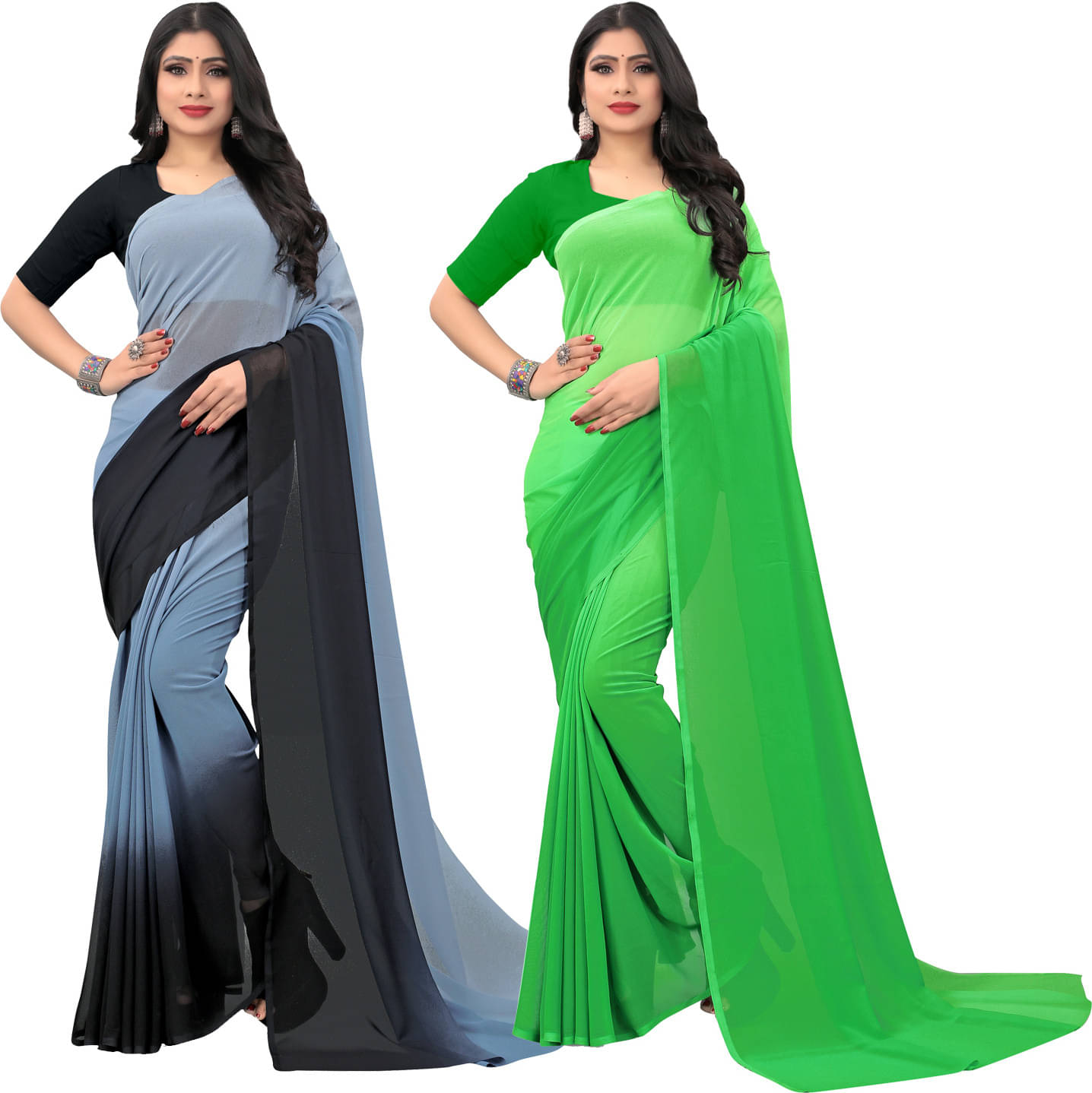 ANAND SAREES Georgette Self Design Regular Saree With Unstitched Blouse Piece ( Multicolor ) ANAND SAREES Georgette Self Design Regular Saree With Unstitched Blouse Piece ( Multicolor )