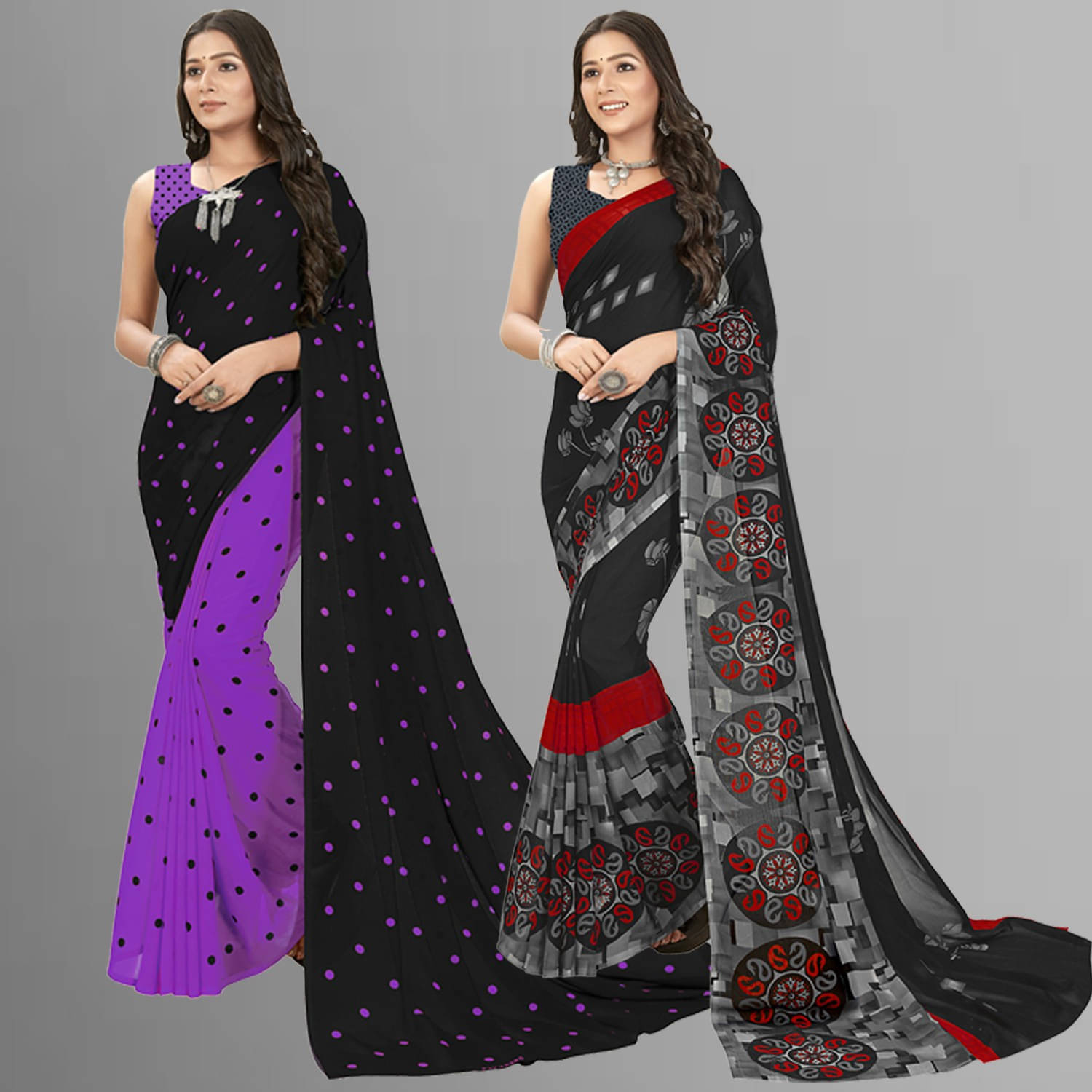 ANAND SAREES Georgette Self Design Regular Saree With Unstitched Blouse Piece ( Multicolor ) ANAND SAREES Georgette Self Design Regular Saree With Unstitched Blouse Piece ( Multicolor )