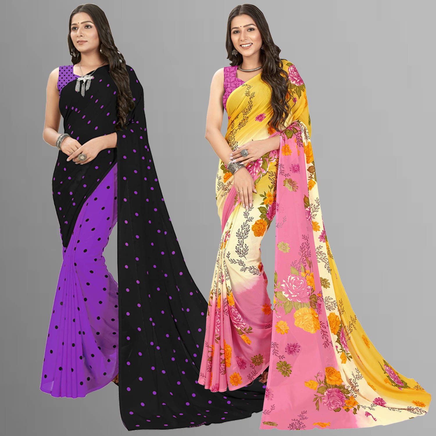 ANAND SAREES Georgette Self Design Regular Saree With Unstitched Blouse Piece ( Multicolor ) ANAND SAREES Georgette Self Design Regular Saree With Unstitched Blouse Piece ( Multicolor )