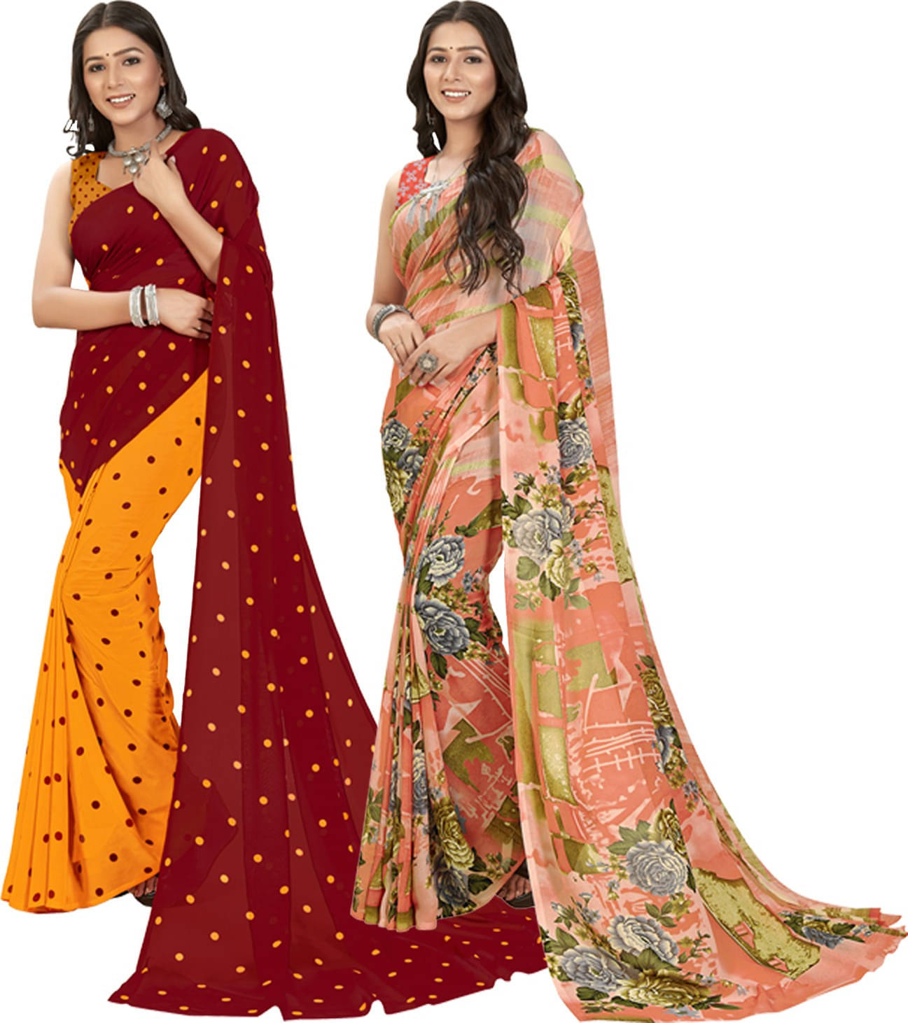 ANAND SAREES Georgette Self Design Regular Saree With Unstitched Blouse Piece ( Multicolor ) ANAND SAREES Georgette Self Design Regular Saree With Unstitched Blouse Piece ( Multicolor )
