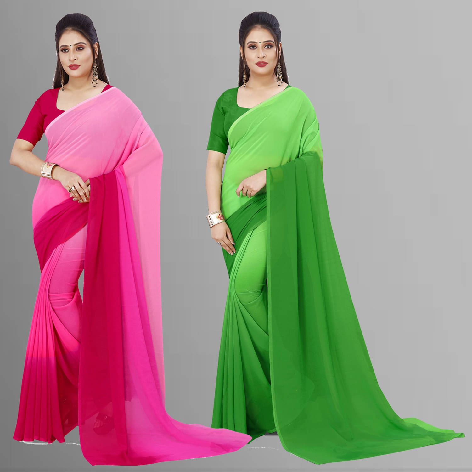     			ANAND SAREES Georgette Solid Regular Saree With Unstitched Blouse Piece ( Multicolor )