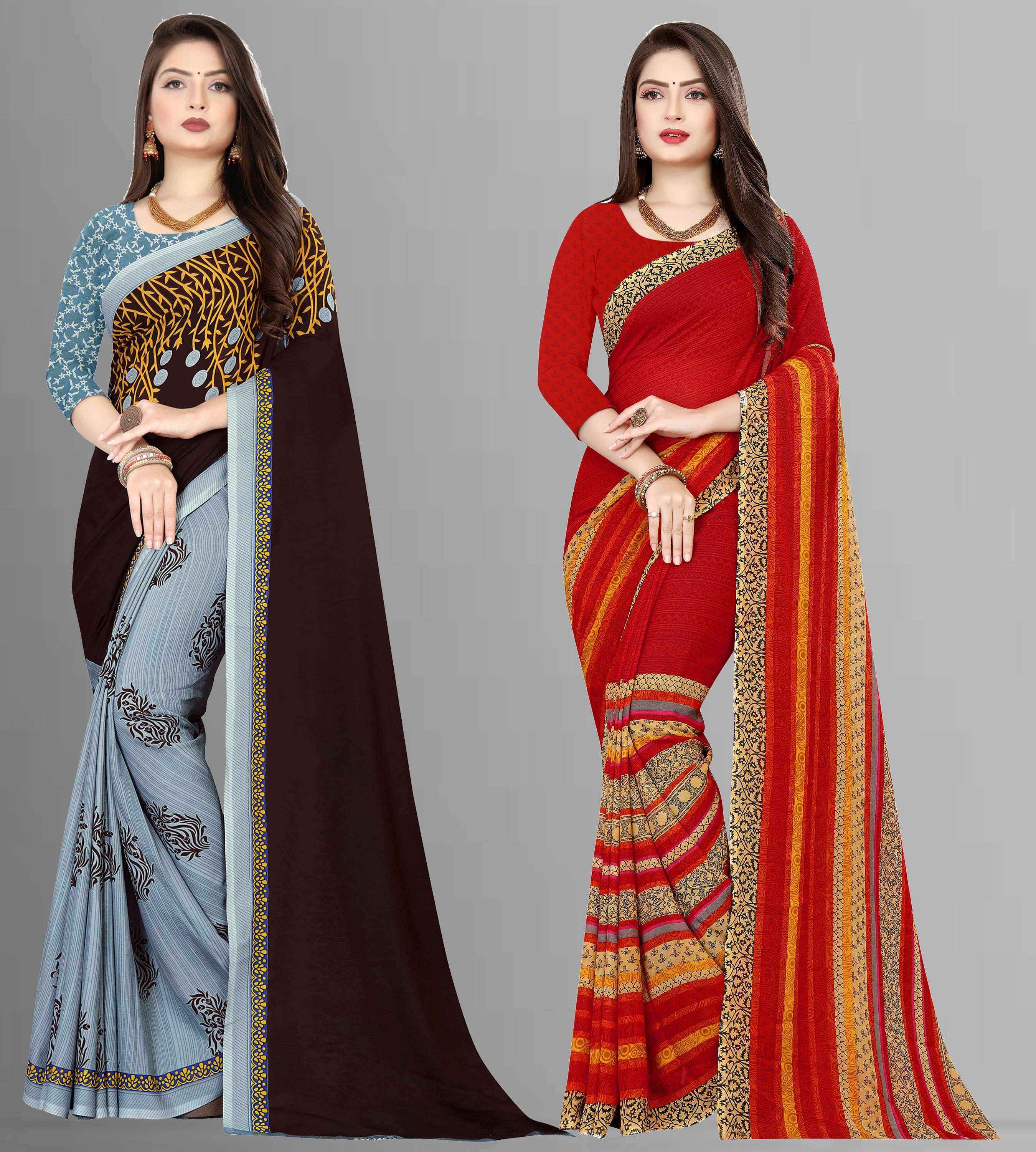     			ANAND SAREES Georgette Striped Regular Saree With Unstitched Blouse Piece ( Multicolor )