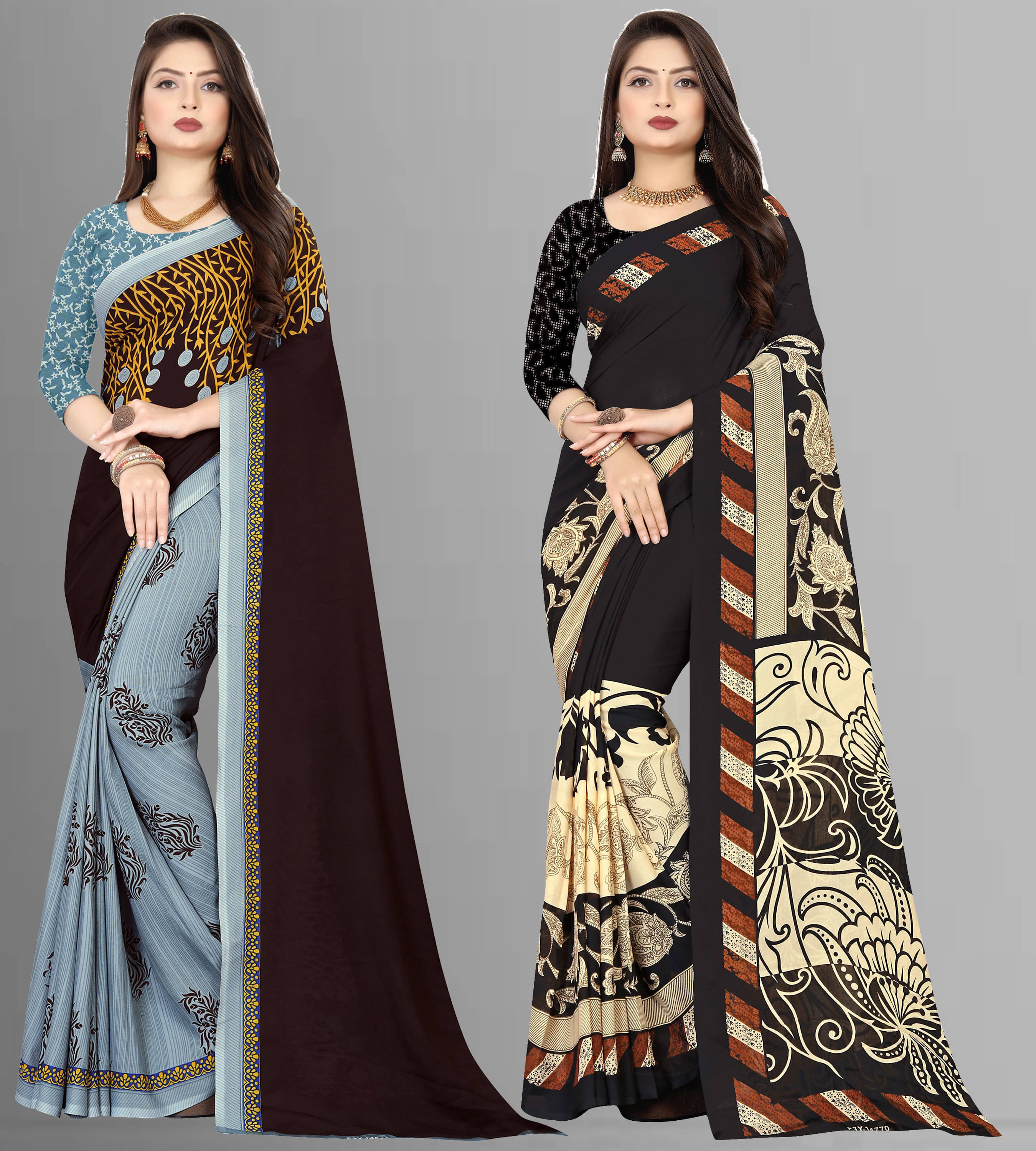 ANAND SAREES Georgette Striped Regular Saree With Unstitched Blouse Piece ( Multicolor ) ANAND SAREES Georgette Striped Regular Saree With Unstitched Blouse Piece ( Multicolor )
