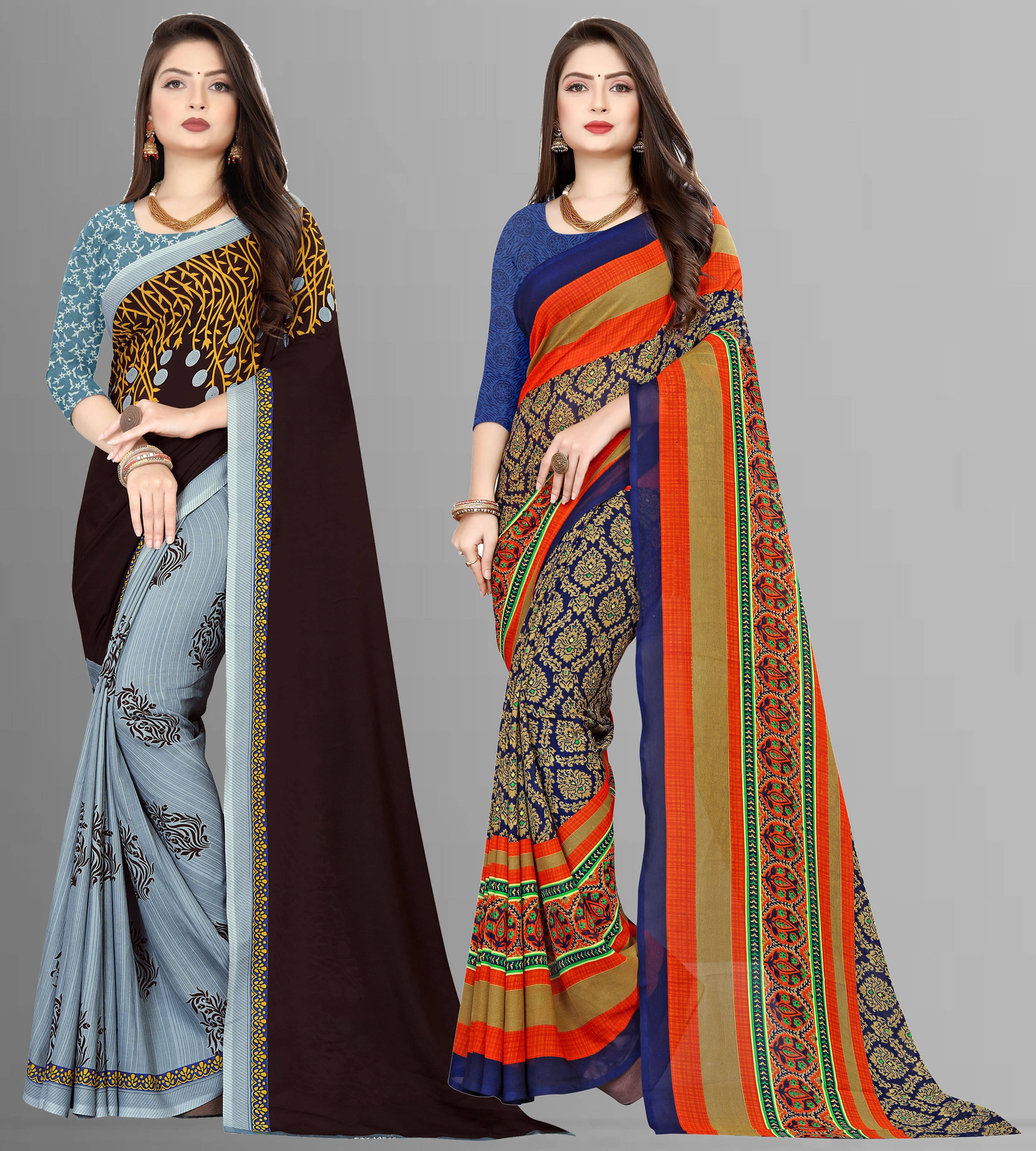 ANAND SAREES Georgette Striped Regular Saree With Unstitched Blouse Piece ( Multicolor ) ANAND SAREES Georgette Striped Regular Saree With Unstitched Blouse Piece ( Multicolor )