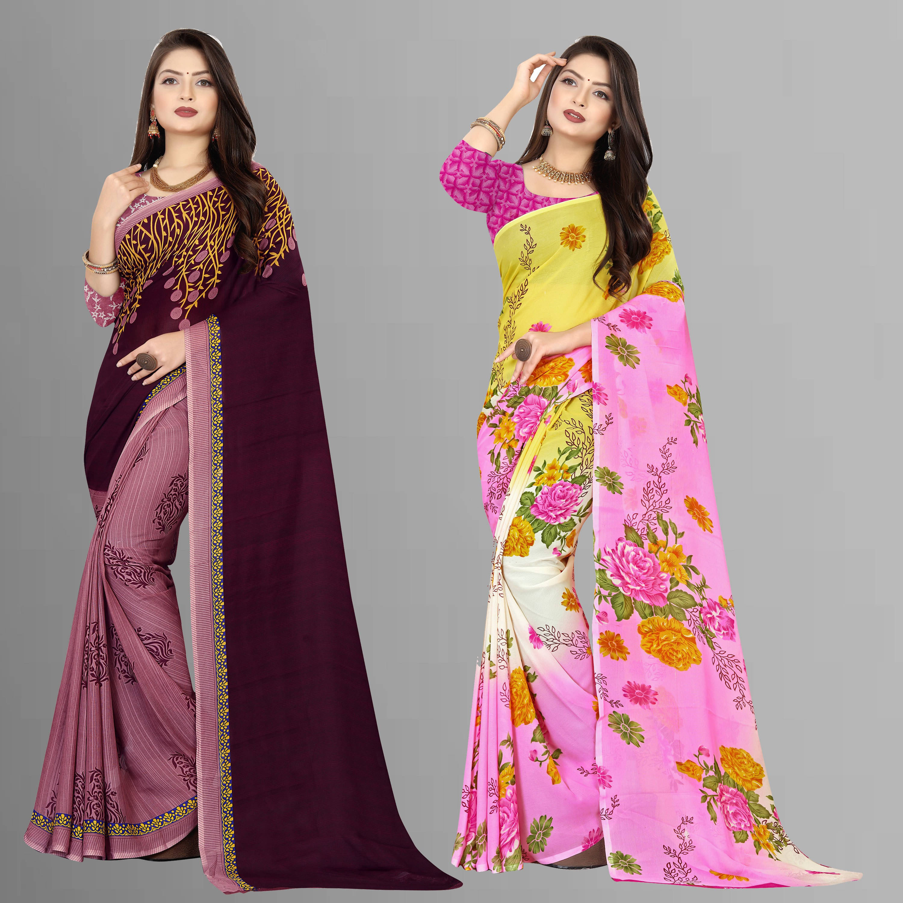 ANAND SAREES Georgette Striped Regular Saree With Unstitched Blouse Piece ( Multicolor )     			ANAND SAREES Georgette Striped Regular Saree With Unstitched Blouse Piece ( Multicolor )