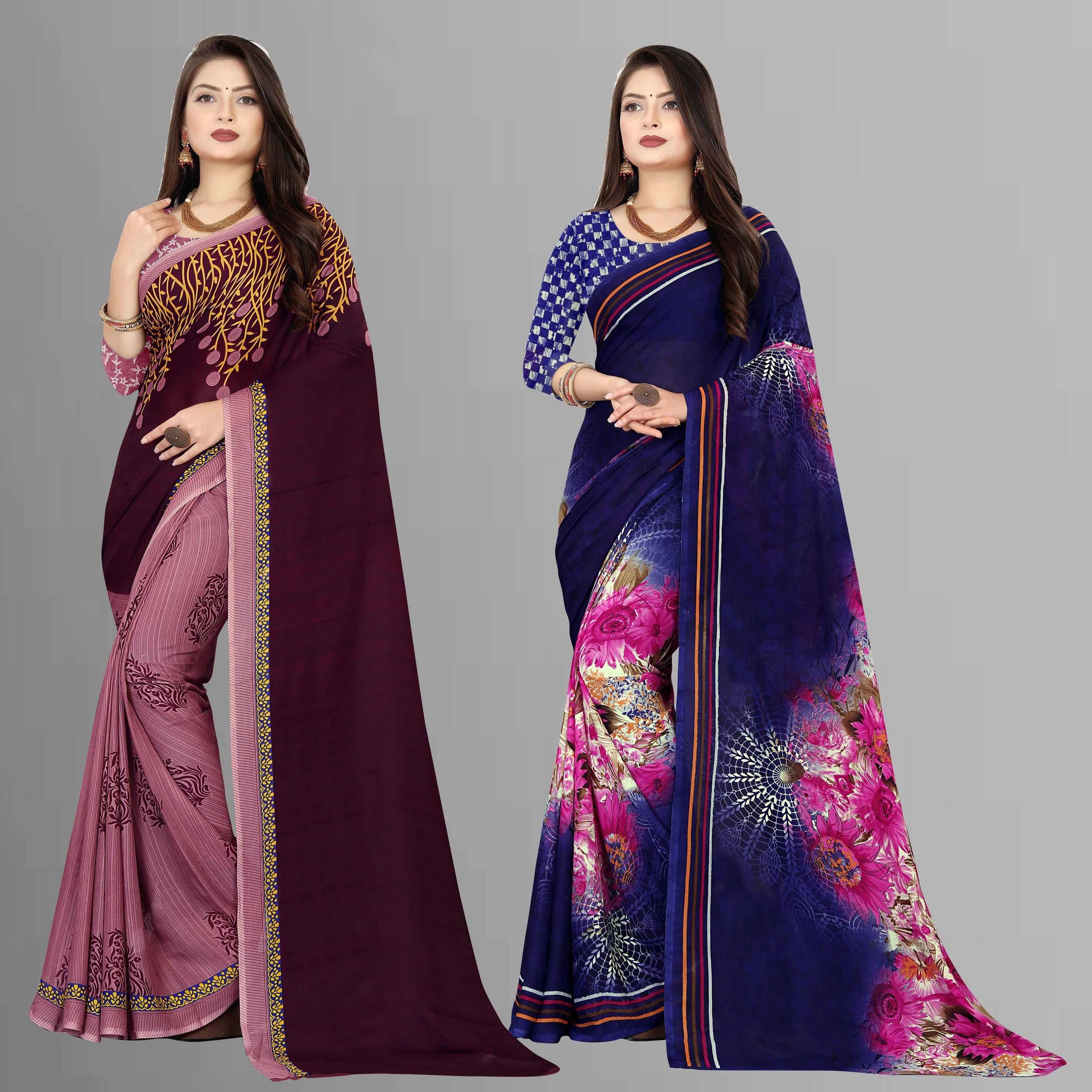 ANAND SAREES Georgette Striped Regular Saree With Unstitched Blouse Piece ( Multicolor ) ANAND SAREES Georgette Striped Regular Saree With Unstitched Blouse Piece ( Multicolor )