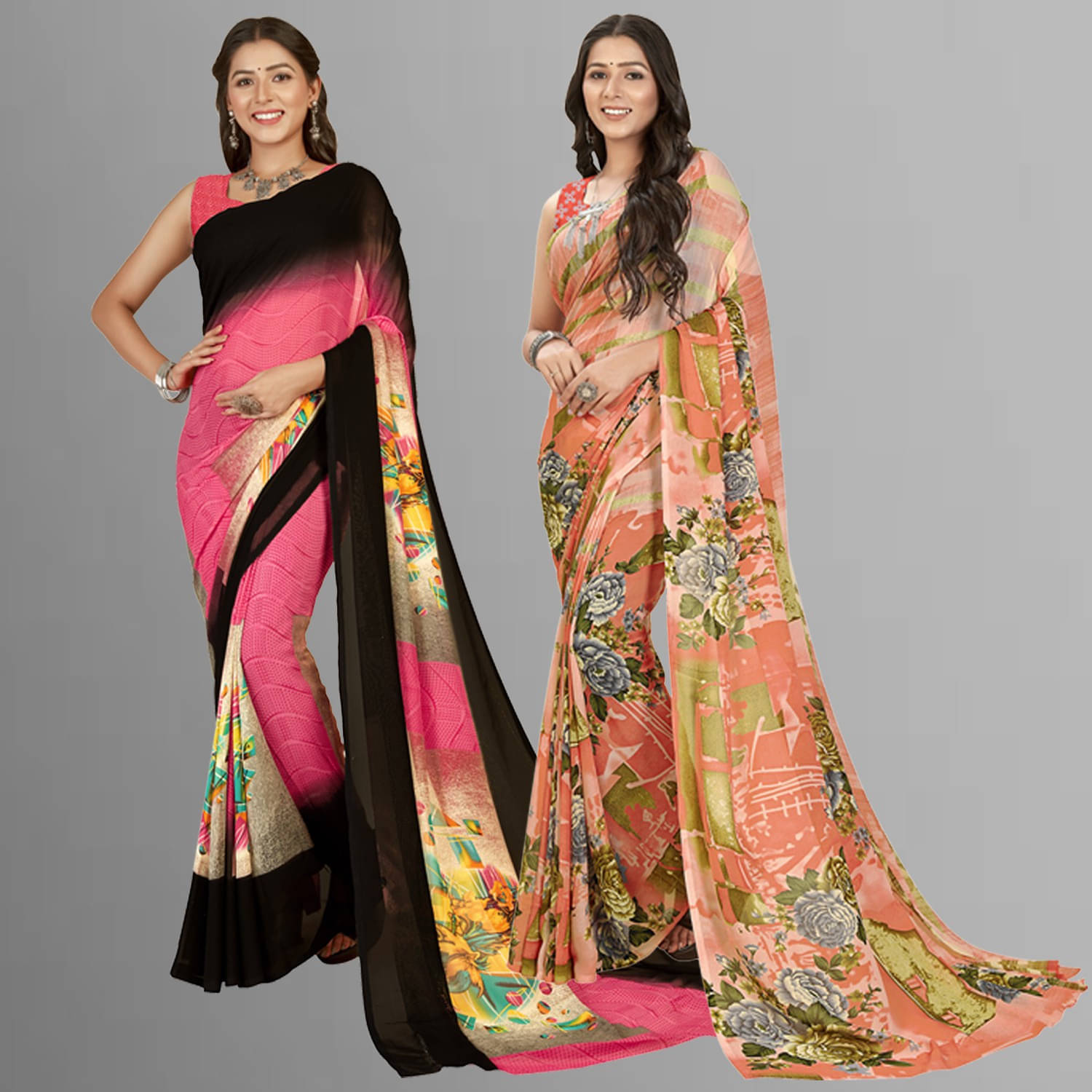    			ANAND SAREES Georgette Striped Regular Saree With Unstitched Blouse Piece ( Multicolor )