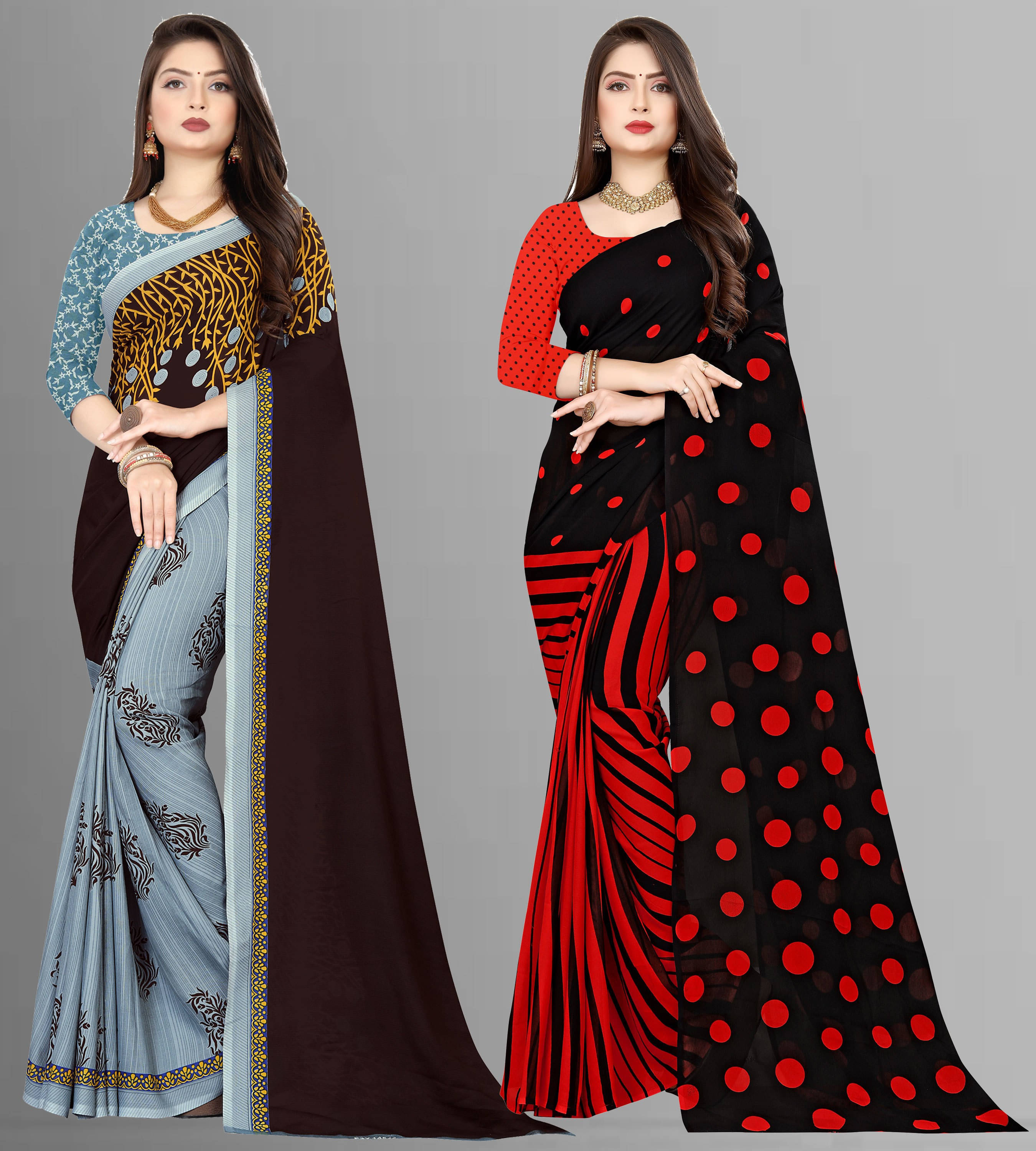    			ANAND SAREES Georgette Striped Regular Saree With Unstitched Blouse Piece ( Multicolor )