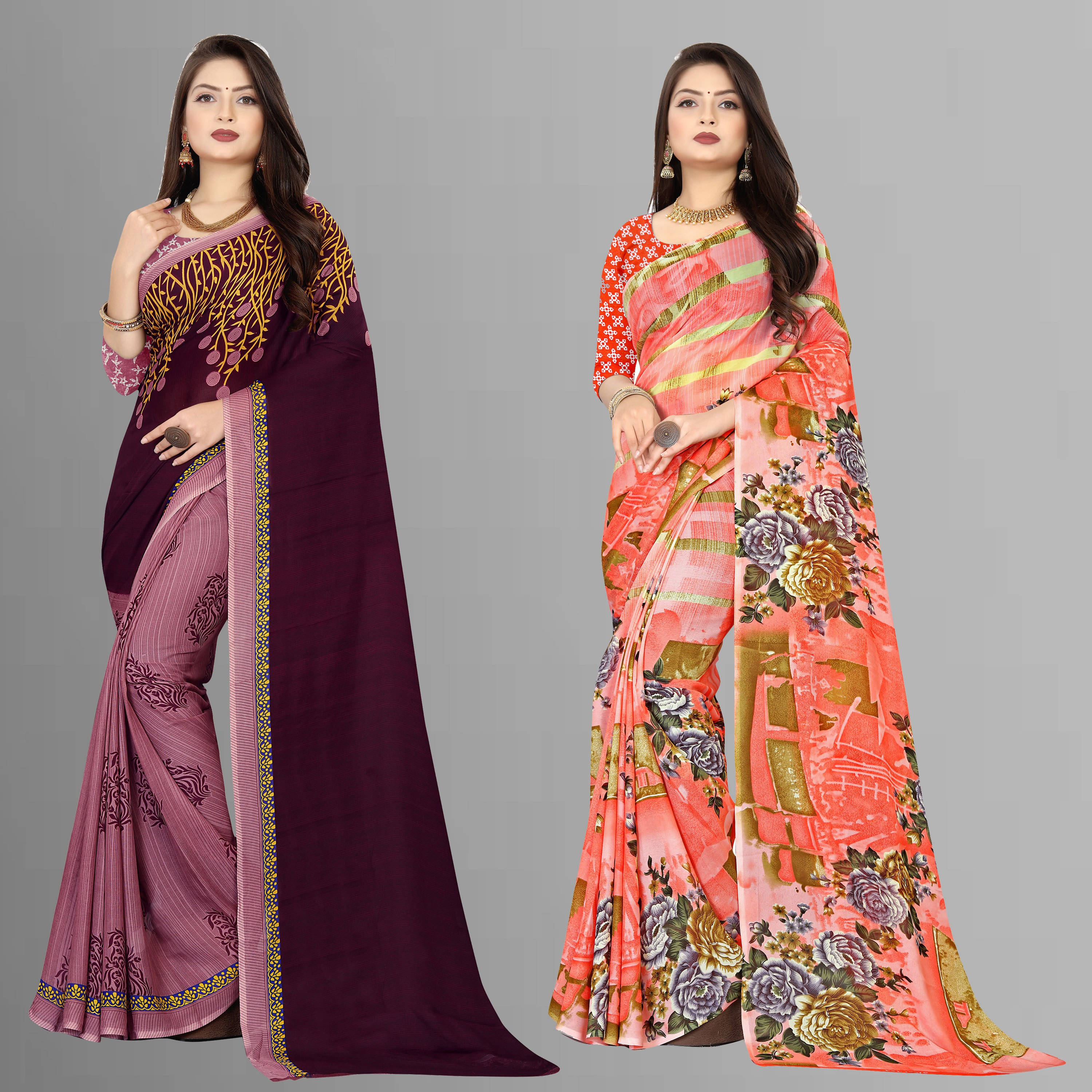     			ANAND SAREES Georgette Striped Regular Saree With Unstitched Blouse Piece ( Multicolor )