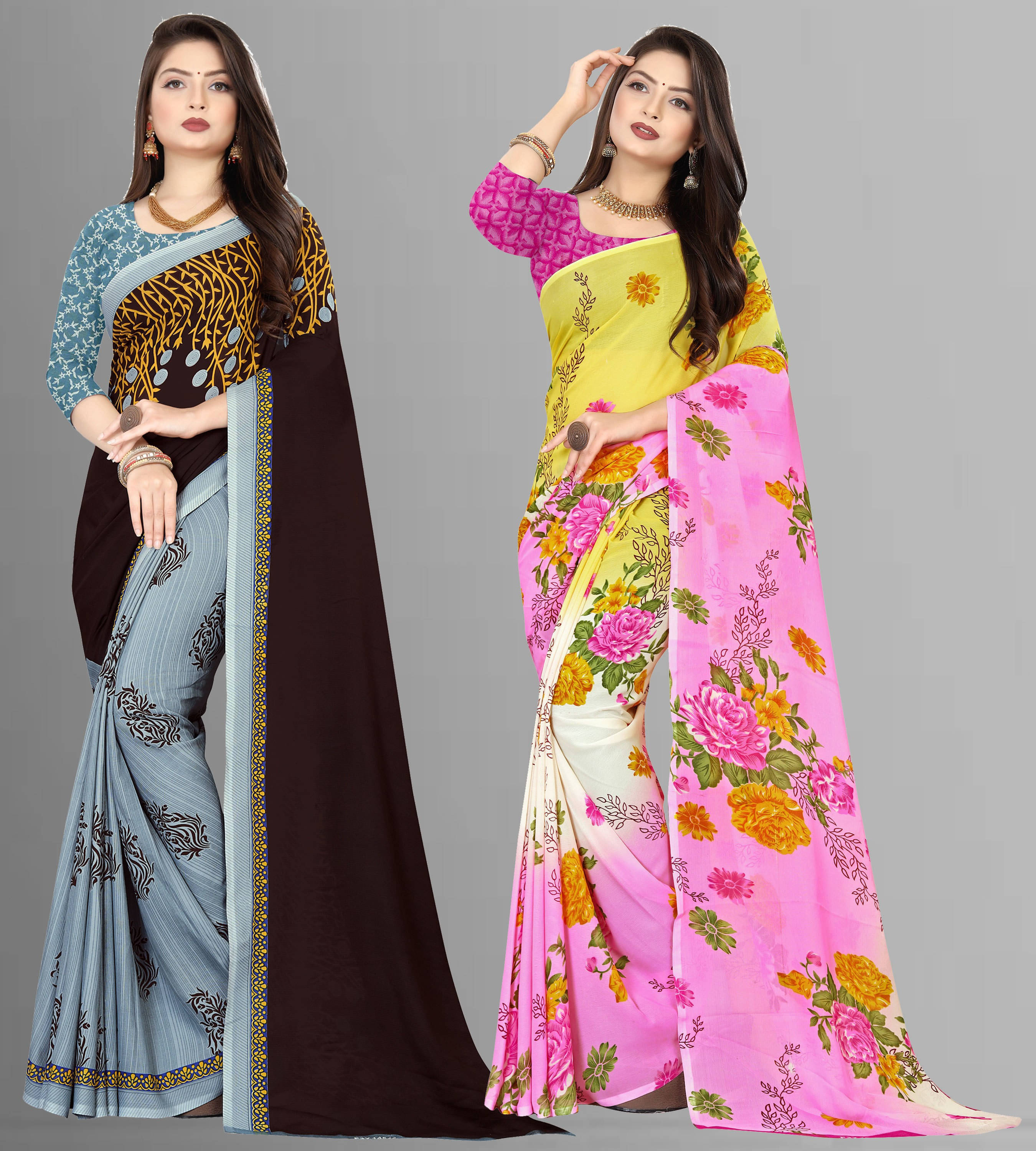 ANAND SAREES Georgette Striped Regular Saree With Unstitched Blouse Piece ( Multicolor )     			ANAND SAREES Georgette Striped Regular Saree With Unstitched Blouse Piece ( Multicolor )