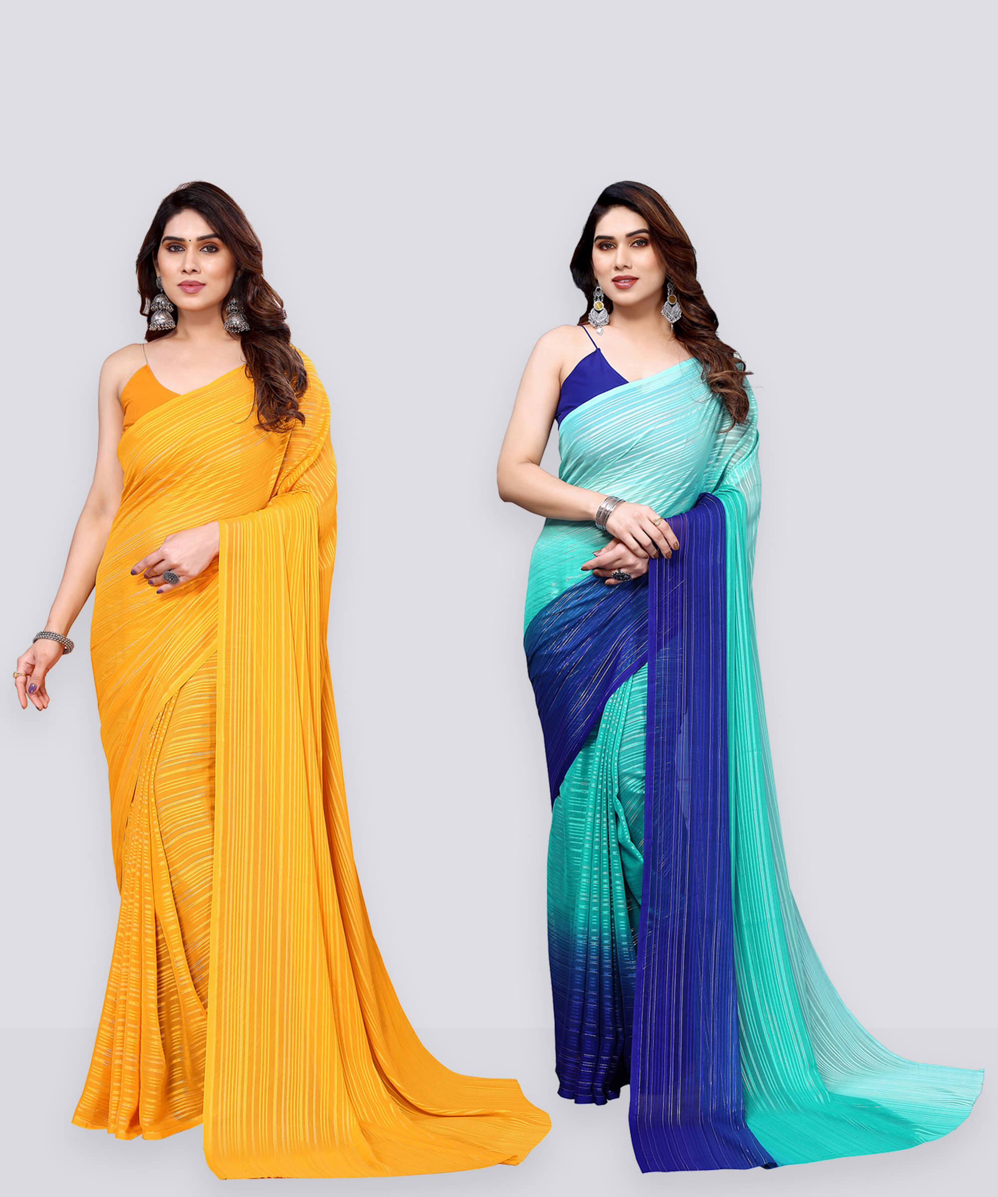     			ANAND SAREES Satin Embellished Regular Saree Without Blouse Piece ( Multicolor )