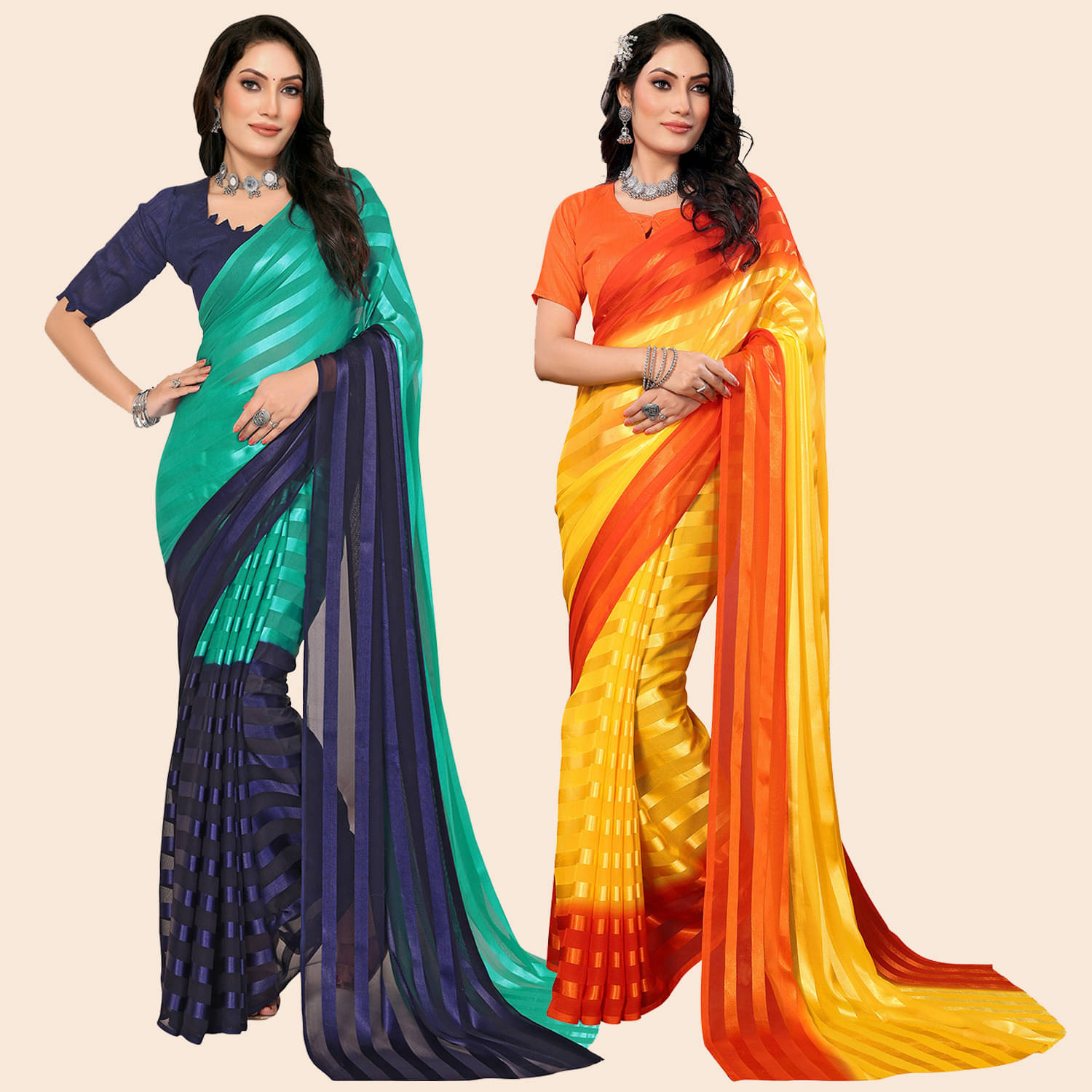     			ANAND SAREES Satin Embellished Regular Saree With Unstitched Blouse Piece ( Multicolor )