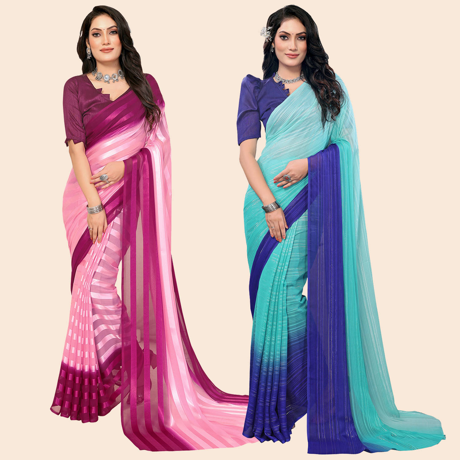     			ANAND SAREES Satin Striped Regular Saree With Unstitched Blouse Piece ( Multicolor )