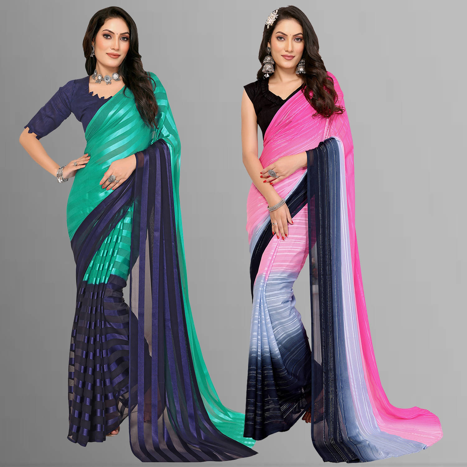 ANAND SAREES Satin Striped Regular Saree With Unstitched Blouse Piece ( Multicolor ) ANAND SAREES Satin Striped Regular Saree With Unstitched Blouse Piece ( Multicolor )