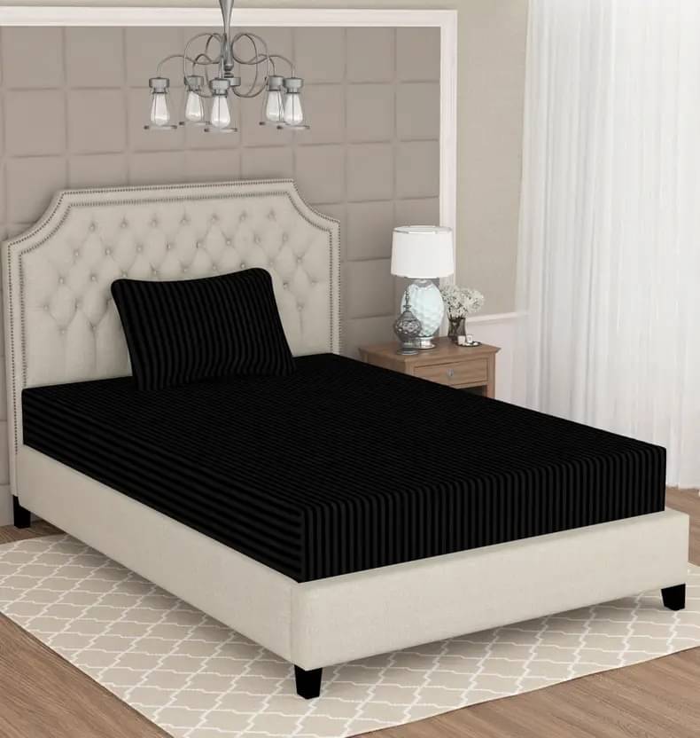     			DOMES FAB Satin 1 Single Bedsheet with 2 Pillow Covers ( Black )