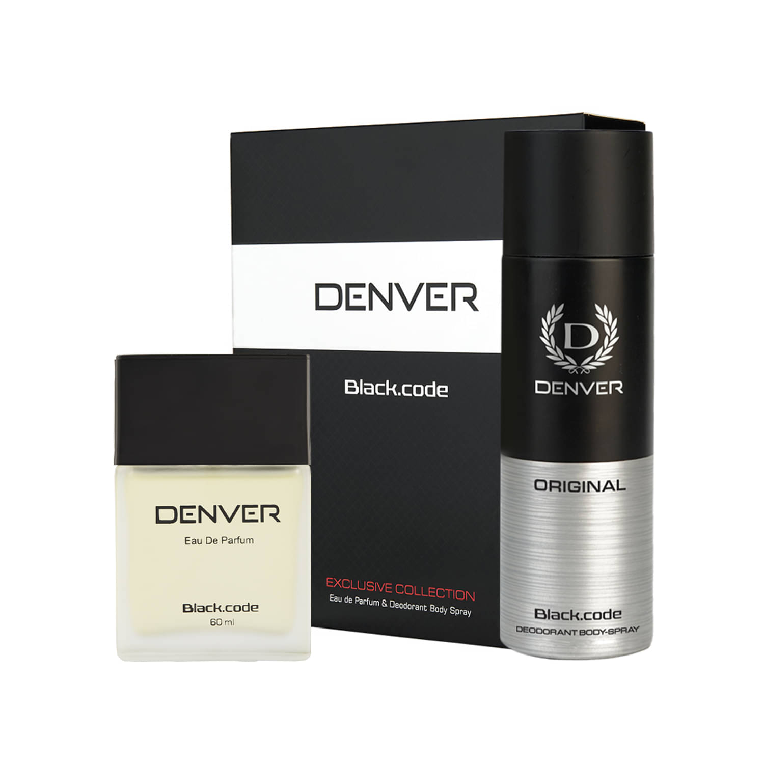 Denver Black Code Gift Set - Deodorant 150 ml & Perfume 60ml For Men 210 ml (Pack of 2) Denver Black Code Gift Set - Deodorant 150 ml & Perfume 60ml For Men 210 ml (Pack of 2)