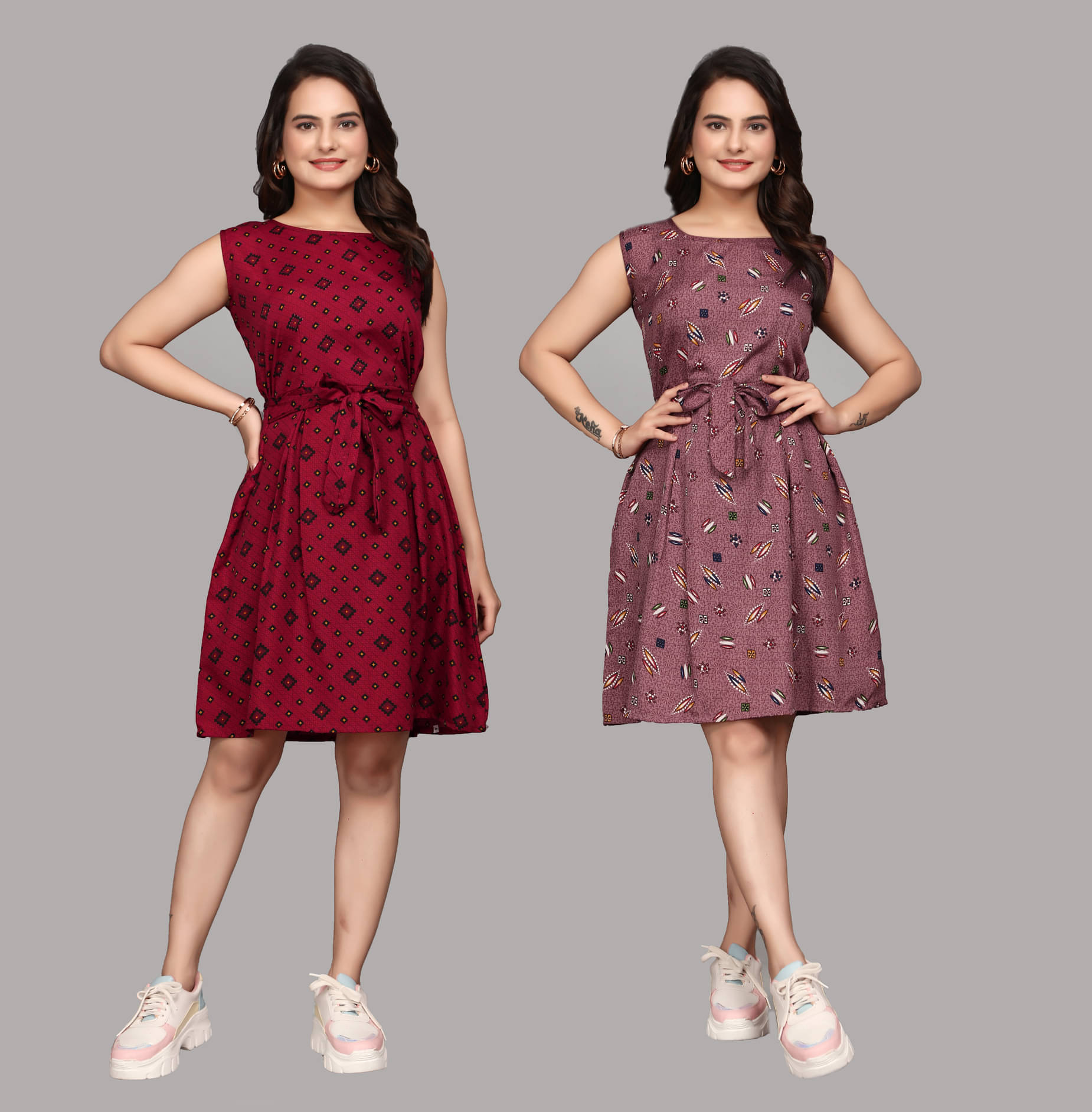     			KALAVRITTA Women Crepe Printed A-line Dress ( Multicolor 1 )