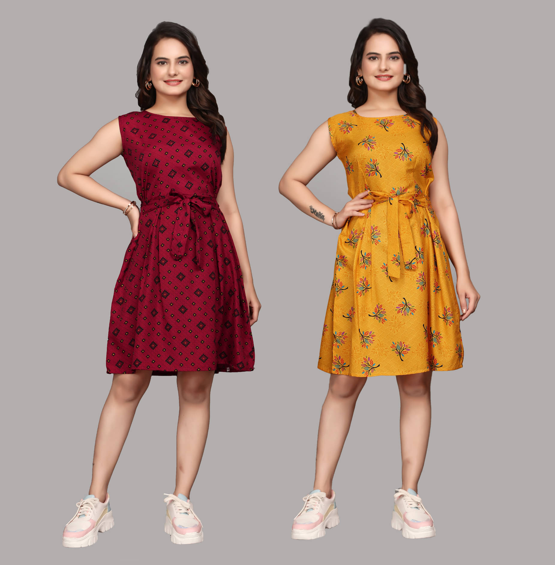     			KALAVRITTA Women Crepe Printed A-line Dress ( Multicolor 5 )