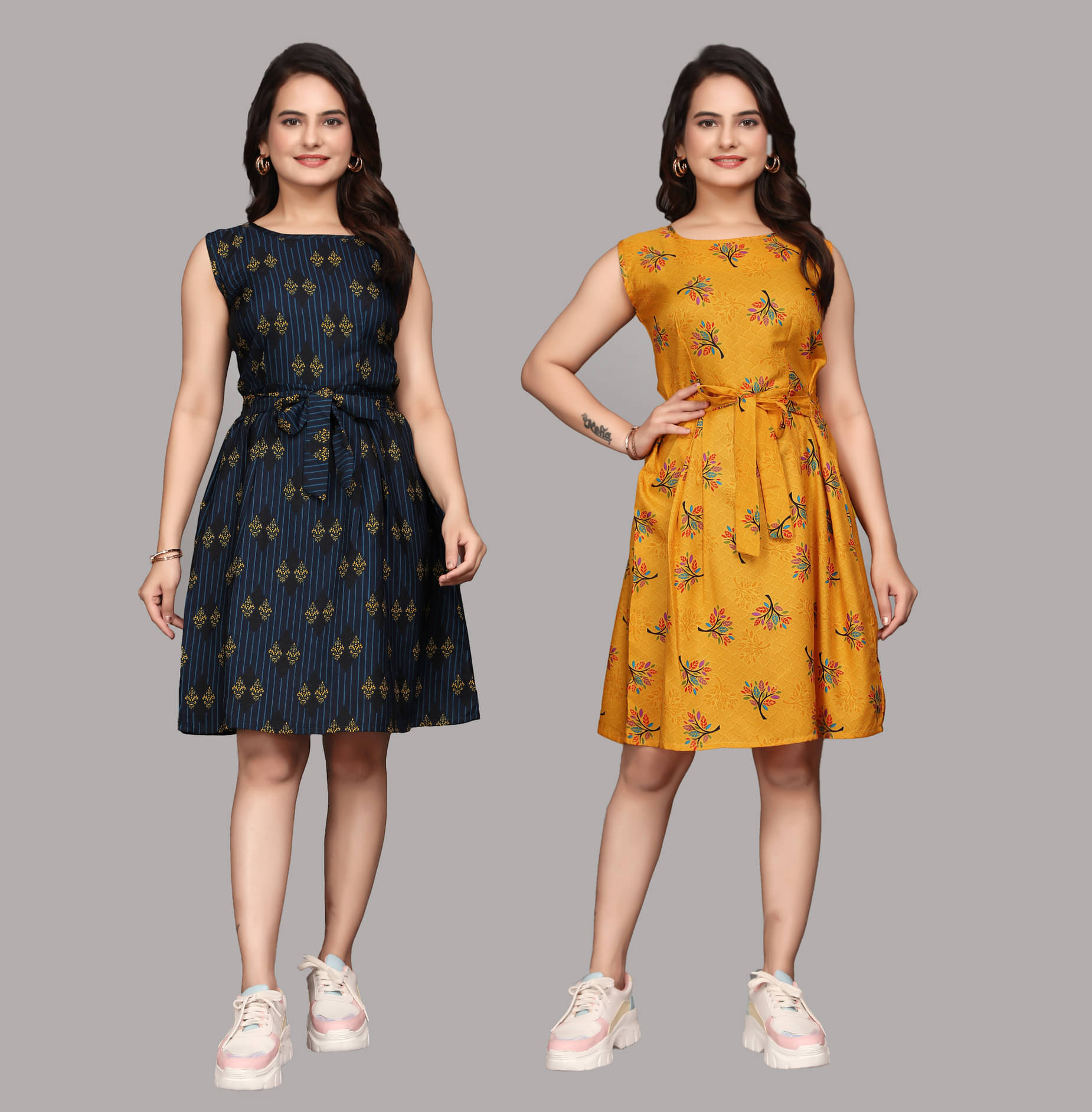     			KALAVRITTA Women Crepe Printed A-line Dress ( Multicolor 5 )