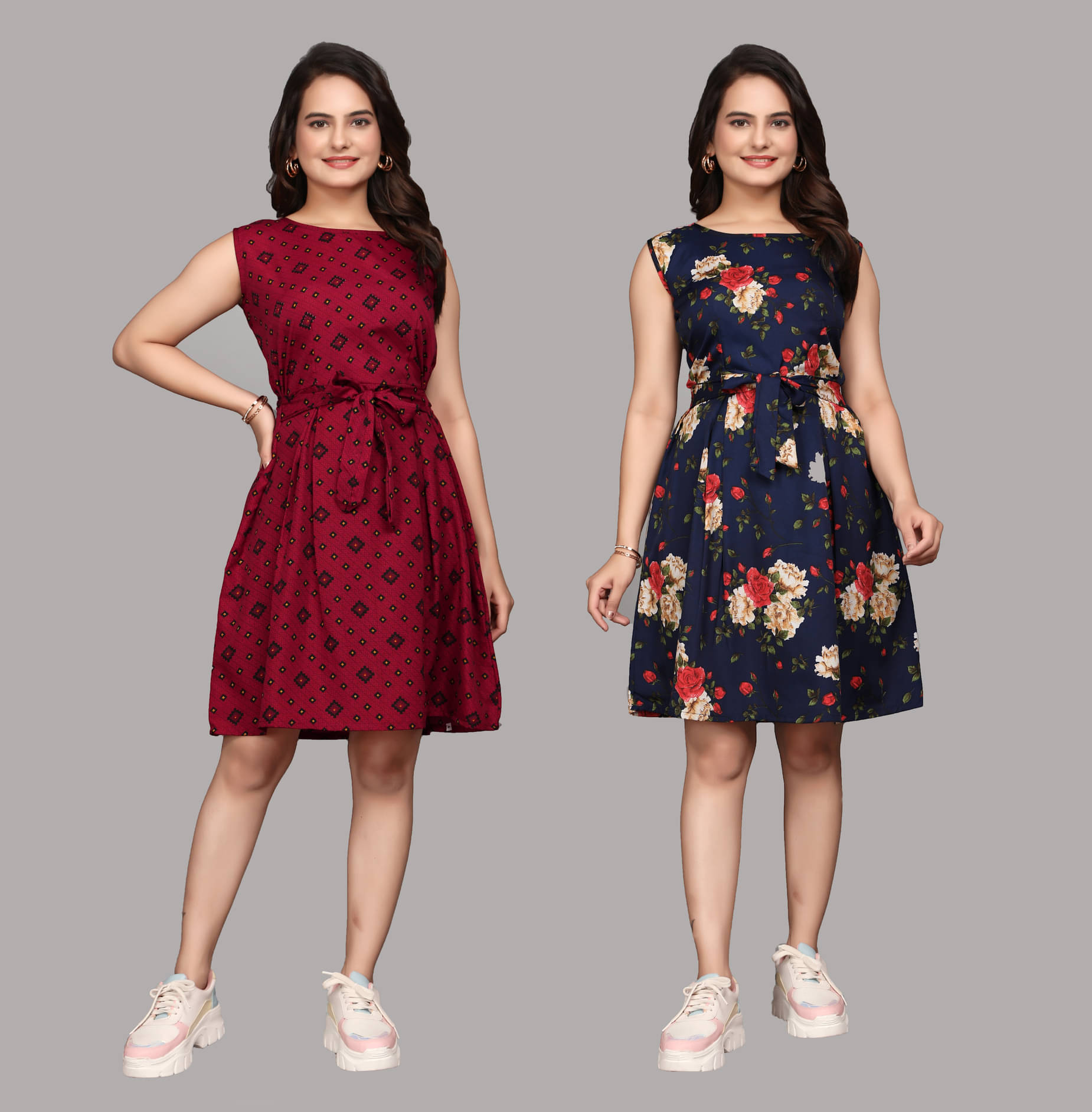     			KALAVRITTA Women Crepe Printed A-line Dress ( Multicolor 4 )
