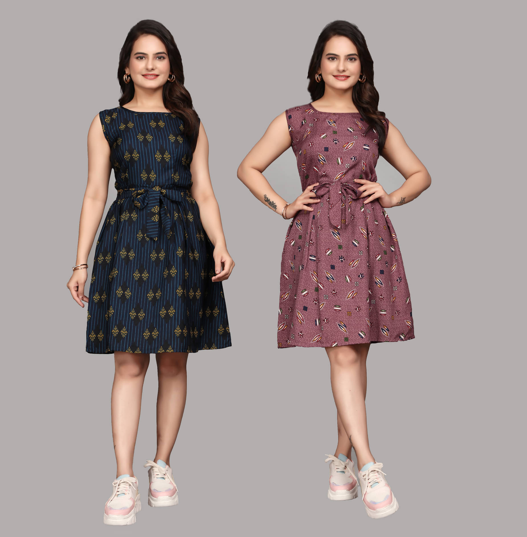 KALAVRITTA Women Crepe Printed A-line Dress ( Multicolor 1 )     			KALAVRITTA Women Crepe Printed A-line Dress ( Multicolor 1 )