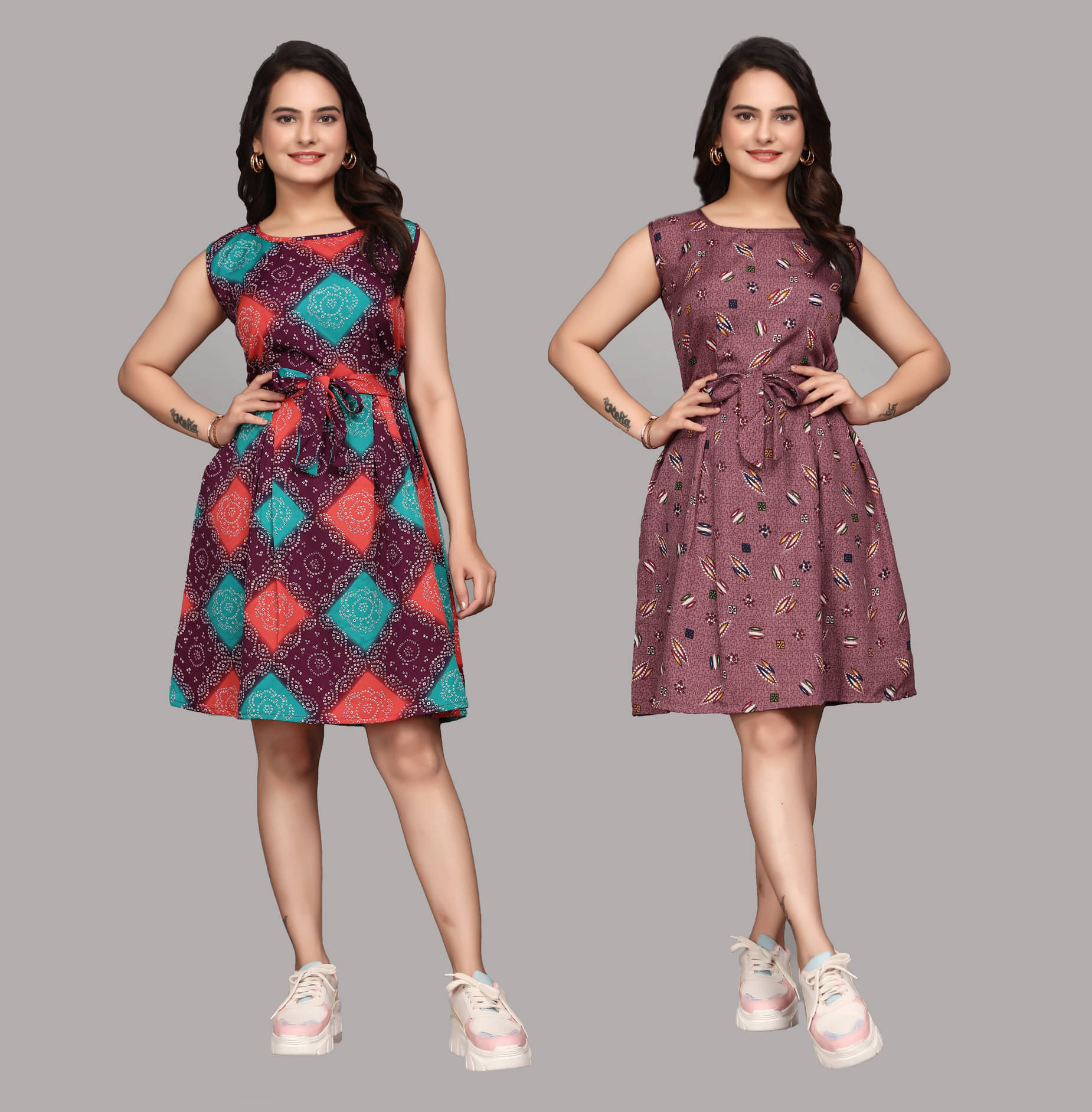 KALAVRITTA Women Crepe Printed Fit & Flare Dress ( Multicolor 1 )     			KALAVRITTA Women Crepe Printed Fit & Flare Dress ( Multicolor 1 )