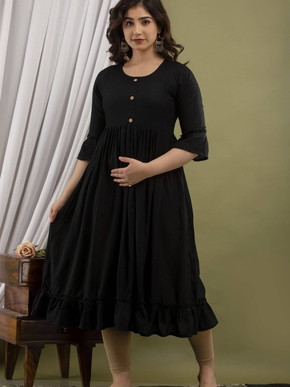     			MIALO FASHION Black Cotton Women's Nightwear Night Dress ( Pack of 1 )