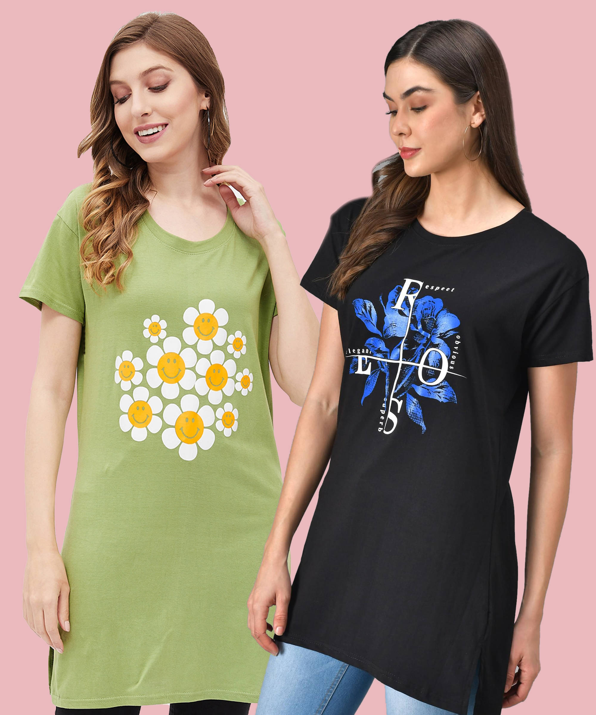 MODYOUNG Women Cotton Printed Regular Fit Round Neck T-Shirt ( Multicolor )     			MODYOUNG Women Cotton Printed Regular Fit Round Neck T-Shirt ( Multicolor )