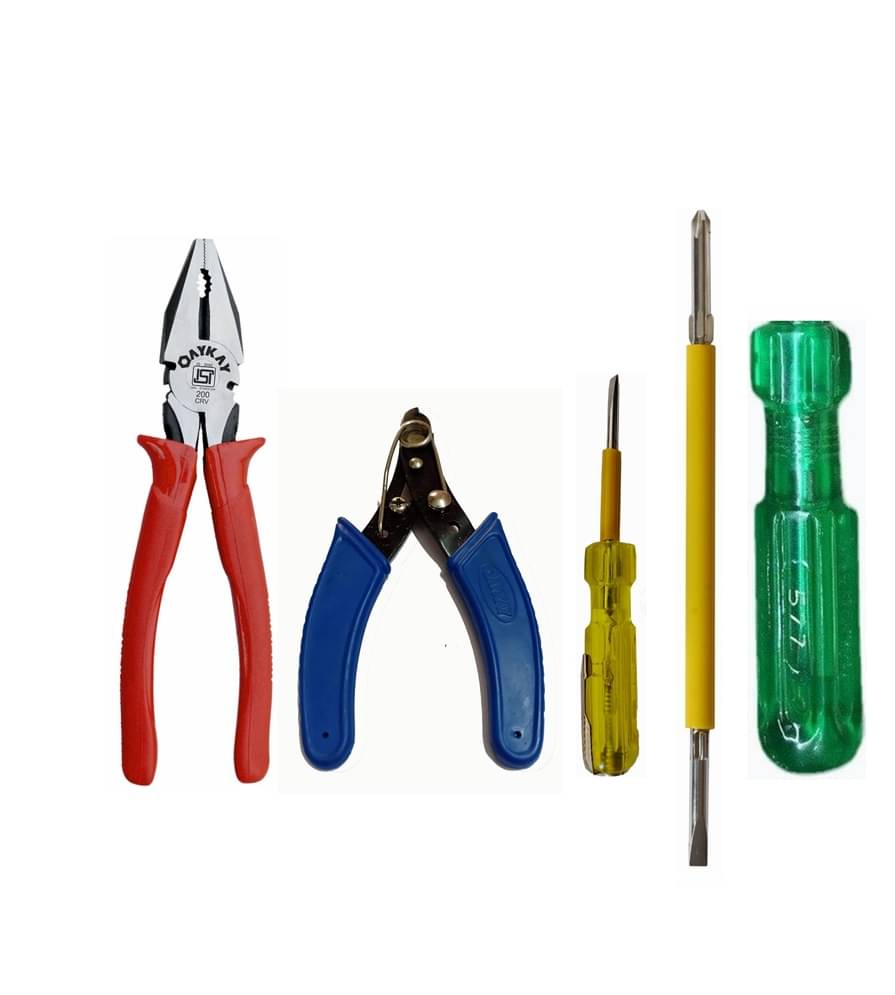     			OayKay-Tools Hardware 8"inch Lineman Plier with Wire Cutter,Line Tester, 2in1 Screwdriver Hand Tool Kit (4 Tools)