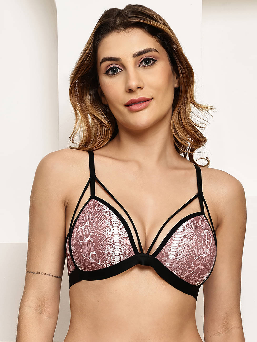     			PrettyCat Pack of 1 Polyester Lightly Padded Plunge Bra For Women ( Brown )