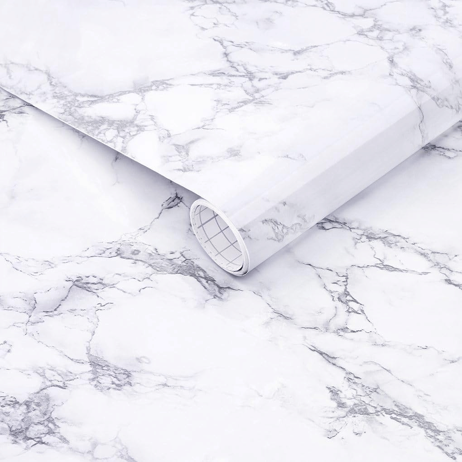     			Self Adhesive White Marble Wallpaper for Kitchen Wall Cabinet Drawer Table Waterproof Vinyl Sheet (60x200cm, Pack of 3)