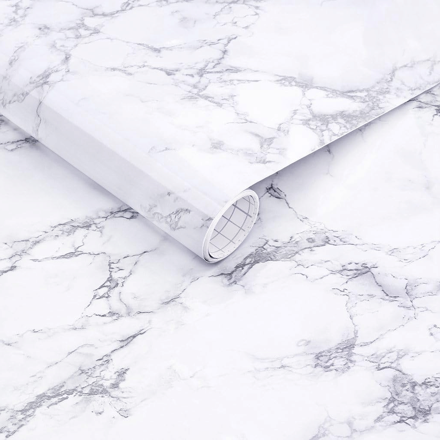     			Self Adhesive White Marble Wallpaper for Kitchen Wall Cabinet Drawer Table Waterproof Vinyl Sheet (60x200cm, Pack of 3)