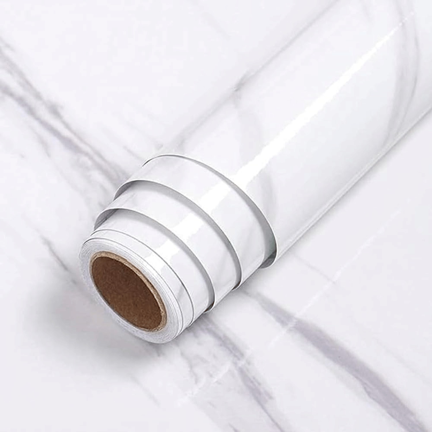     			Self Adhesive White Marble Wallpaper for Kitchen Wall Cabinet Drawer Table Waterproof Vinyl Sheet (60x200cm, Pack of 3)